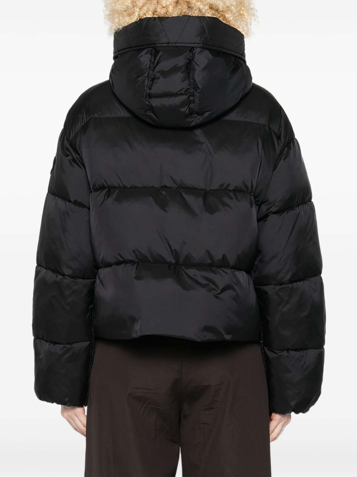 Pinko Cropped Puffer Jacket With High Collar In Black