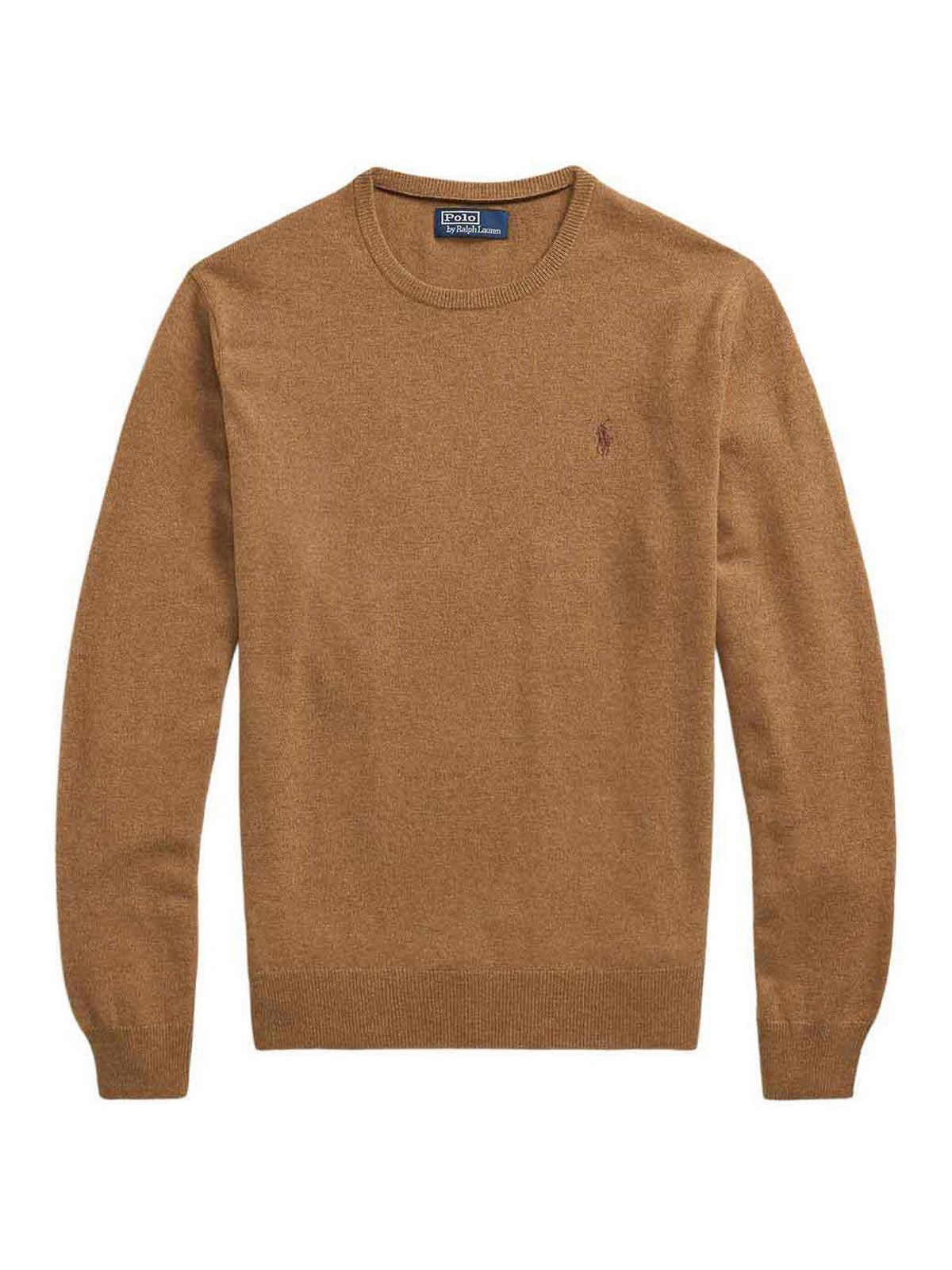 Polo Ralph Lauren Tailored Brown Sweater With Ribbed Cuffs And Sophisticated Logo In Brown