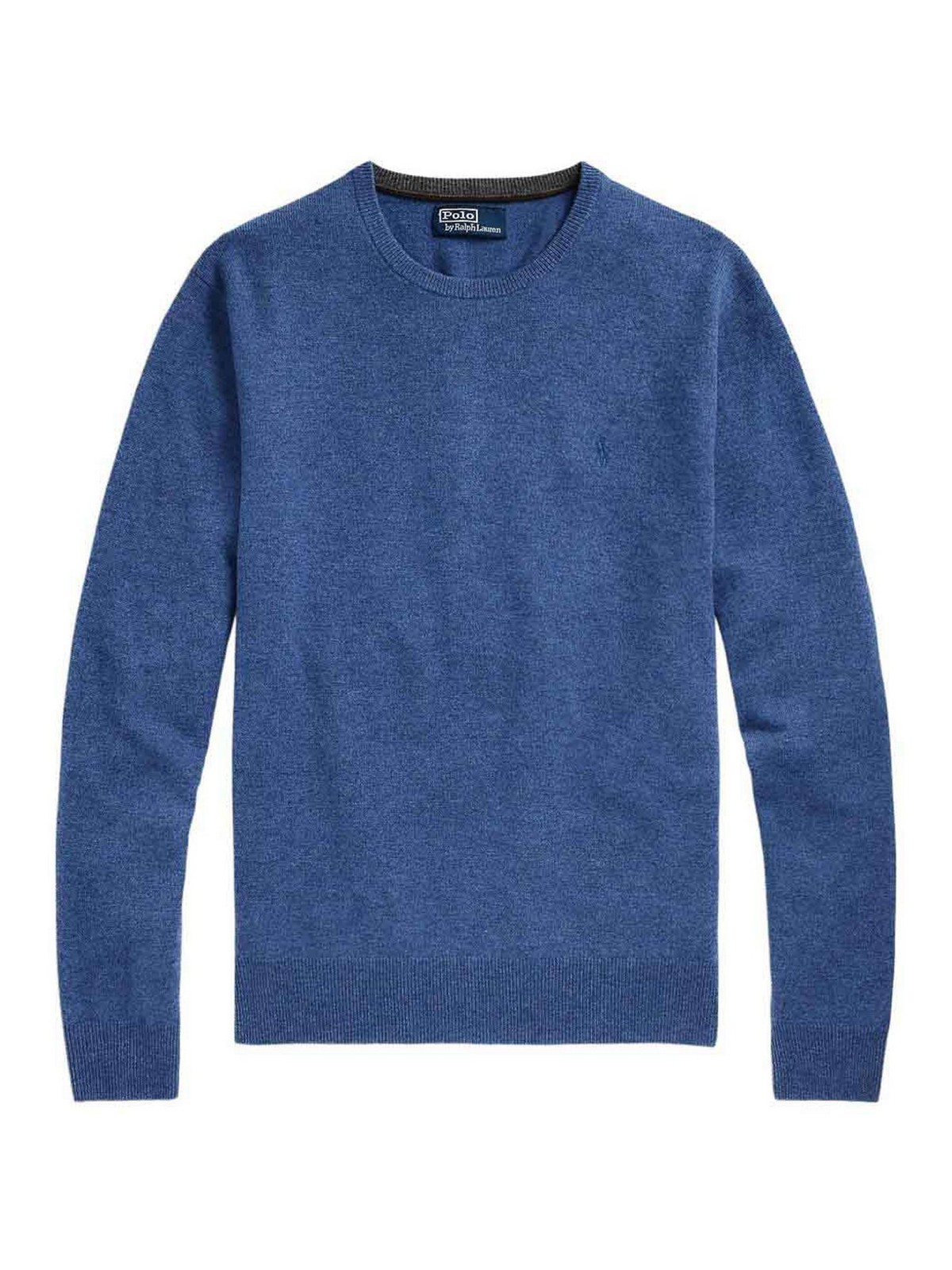 Polo Ralph Lauren Tailored Round Neck Sweater With Subtle Logo Detail In Blue