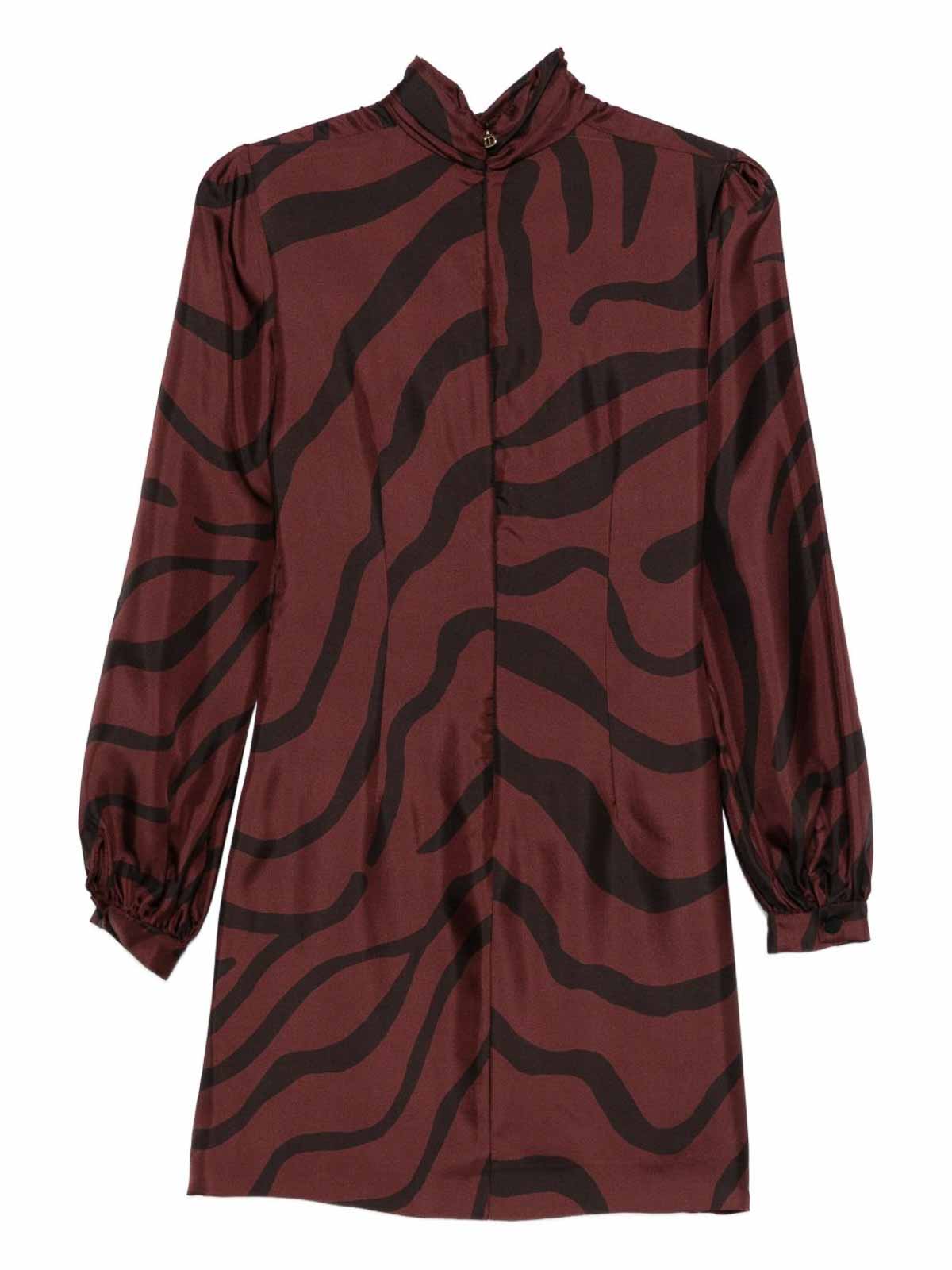 Raquel Diniz A-line Turtleneck Mini Dress With Long Sleeves In Red