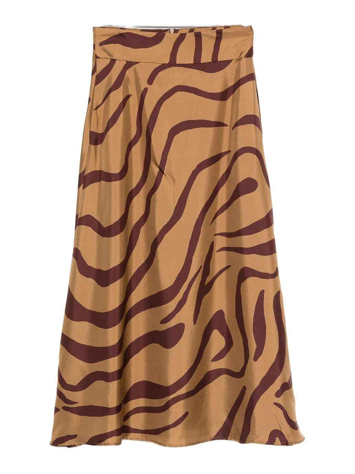 Raquel Diniz Zebra Silk Midi Skirt In Sand