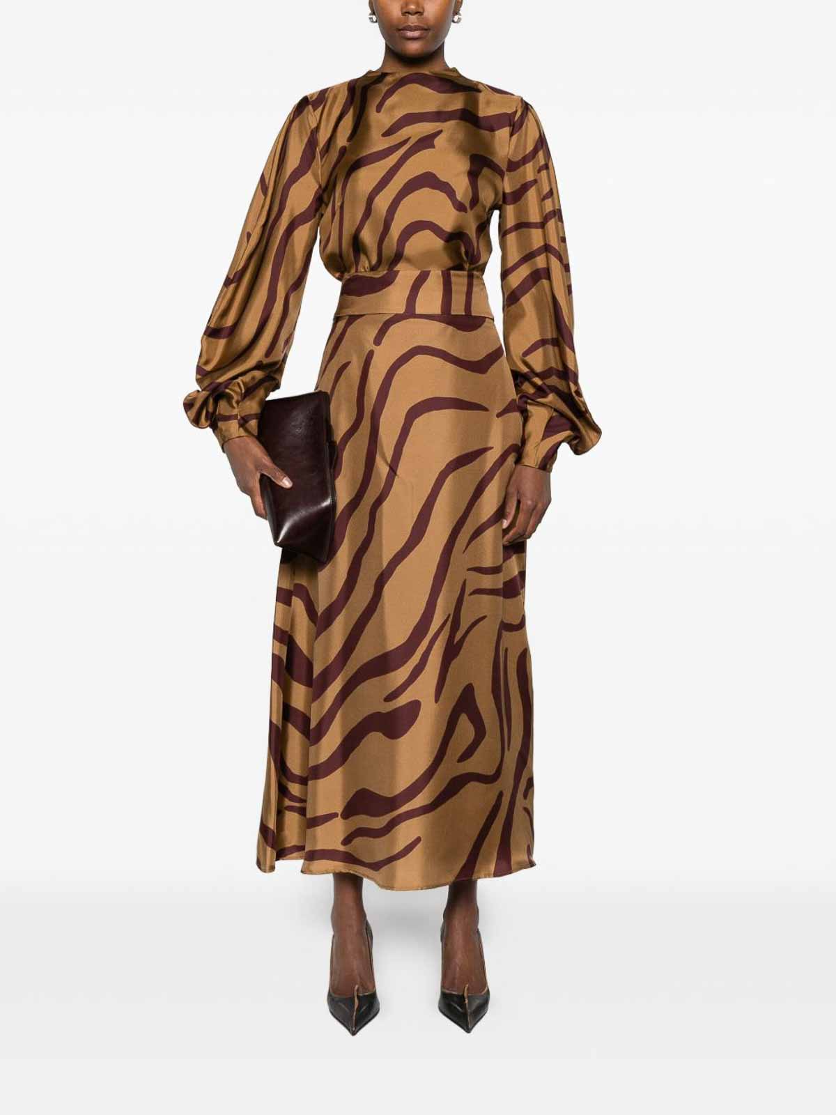 Raquel Diniz Wave-print Midi Skirt In Sand