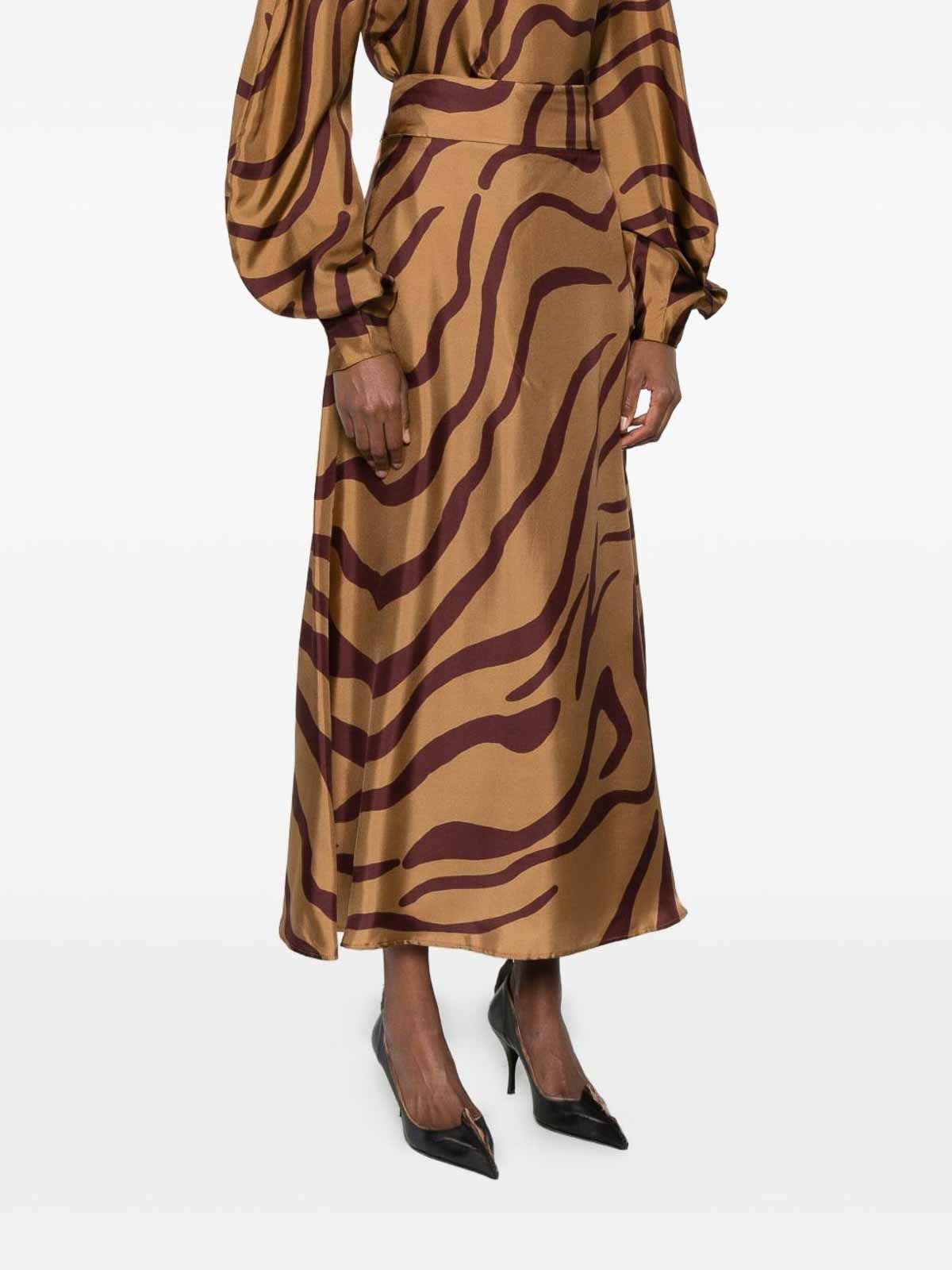 Raquel Diniz Wave-print Midi Skirt In Sand