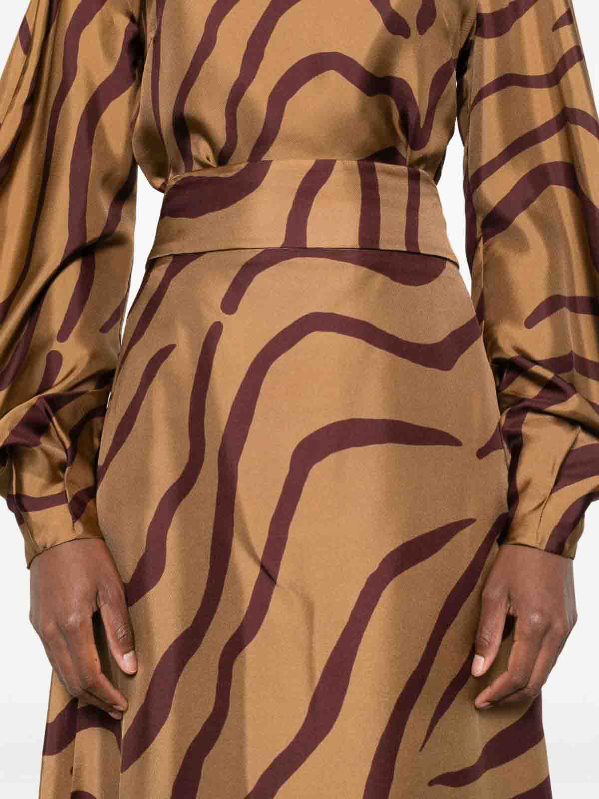 Raquel Diniz Wave-print Midi Skirt In Sand