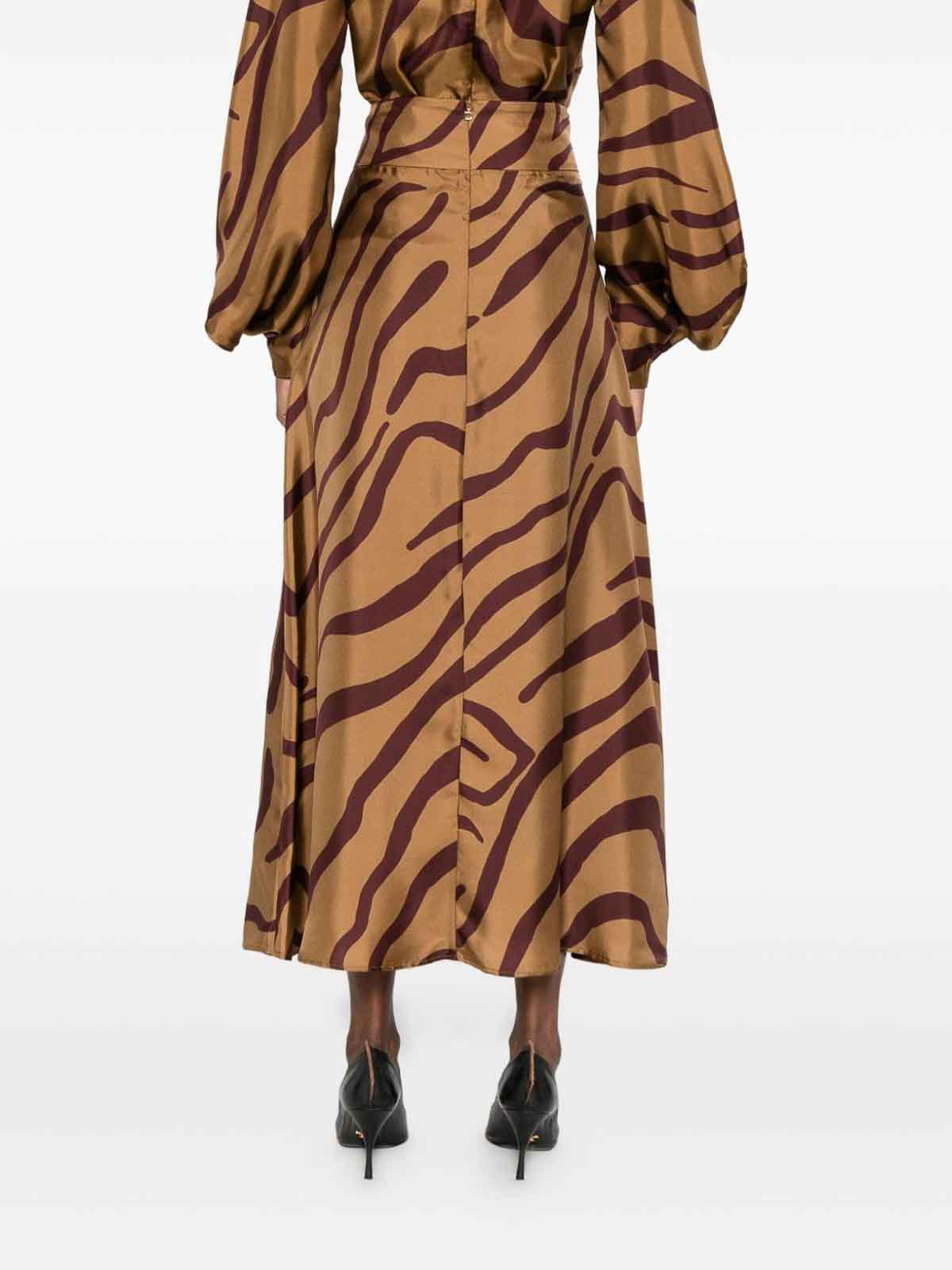 Raquel Diniz Wave-print Midi Skirt In Sand