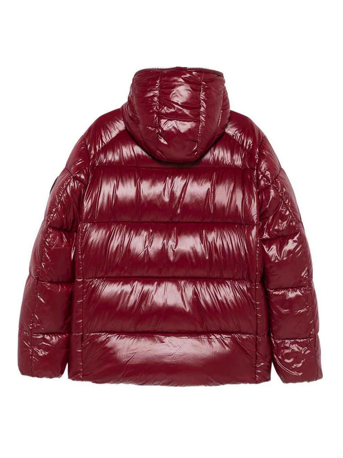 Save The Duck Padded Burgundy Jacket With Horizontal Quilting In Burgundy