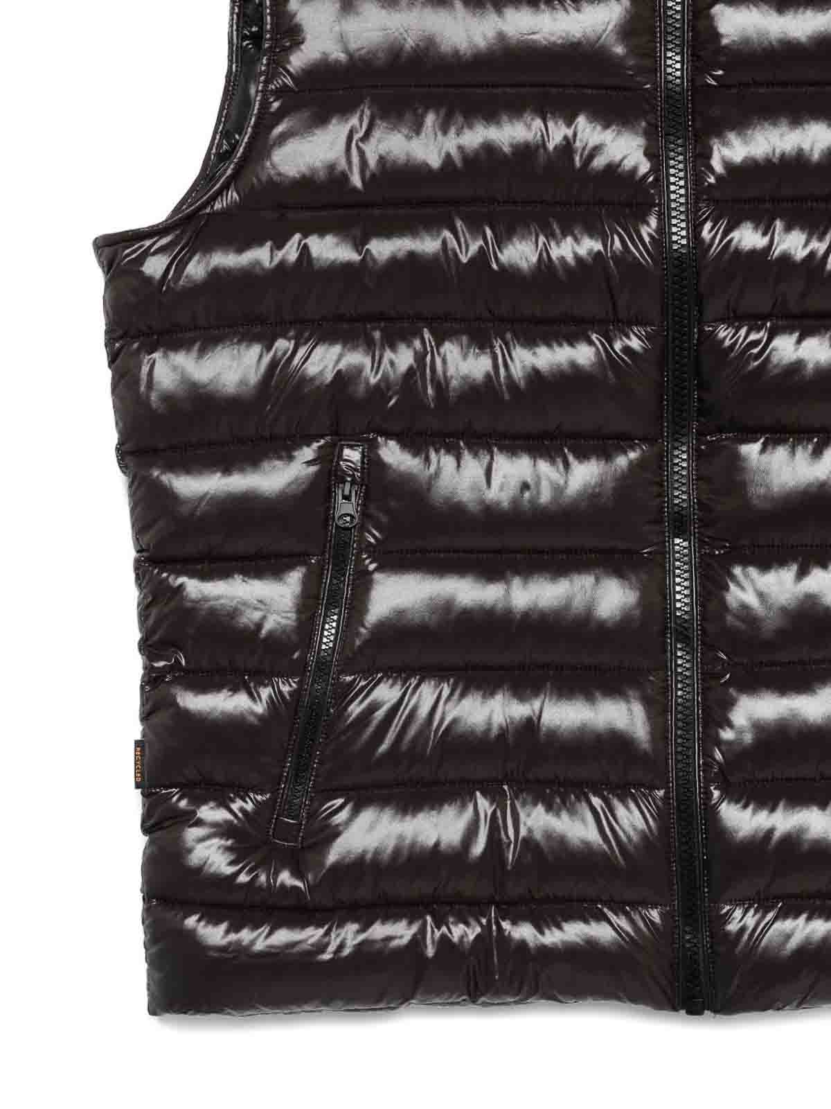 Save The Duck Lightweight Sleeveless Puffer Vest With Glossy Finish In Black