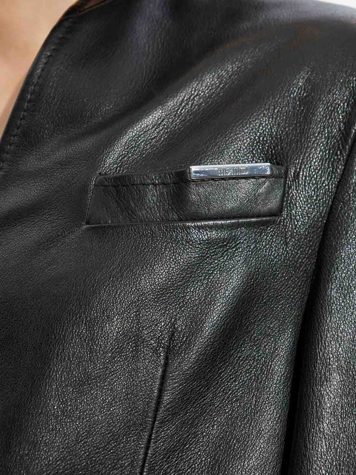 Attico Oversized Black Lamb Leather Coat In Black