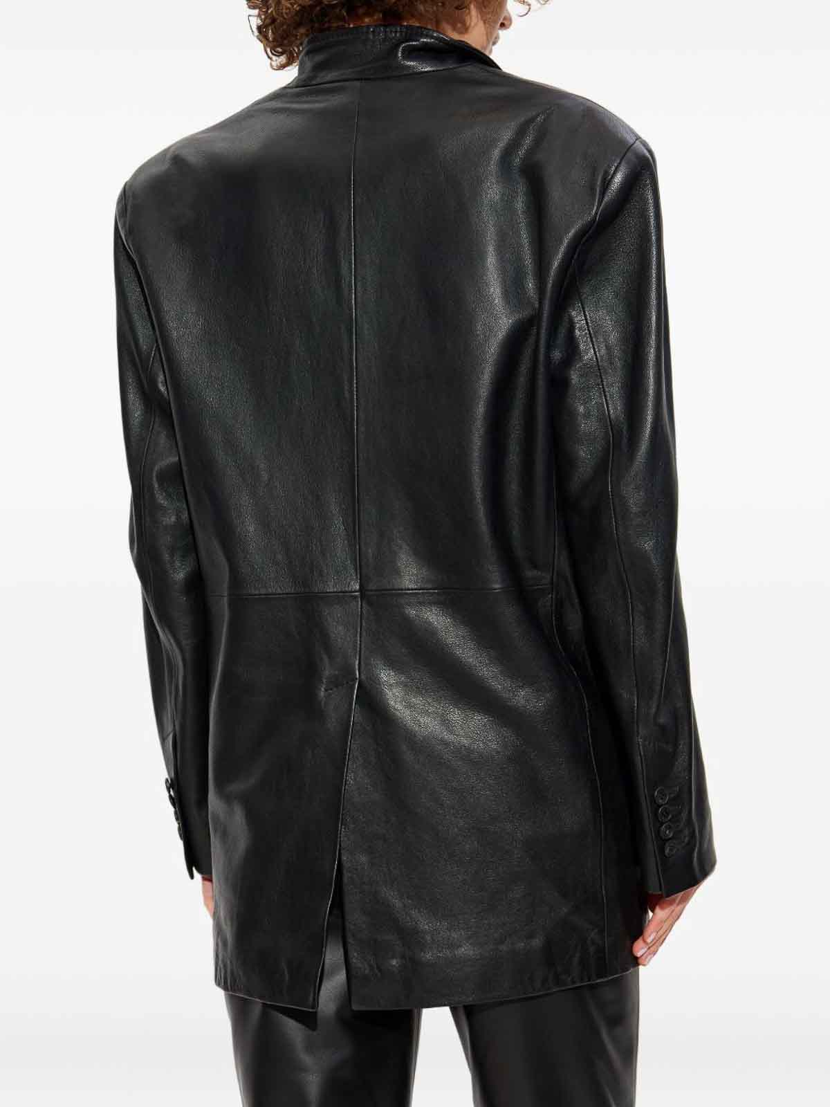 Attico Oversized Black Lamb Leather Coat In Black