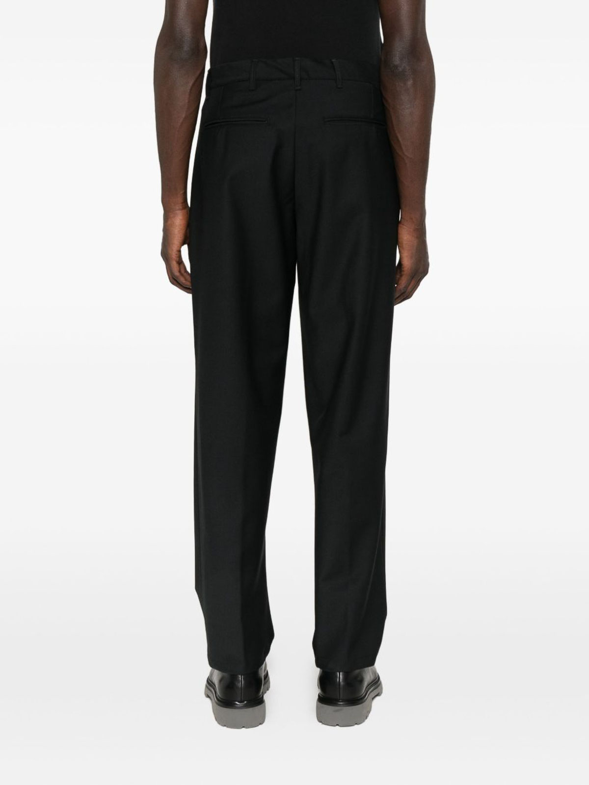 White Sand Straight-leg Tailored Trousers With Classic Waistband In Black