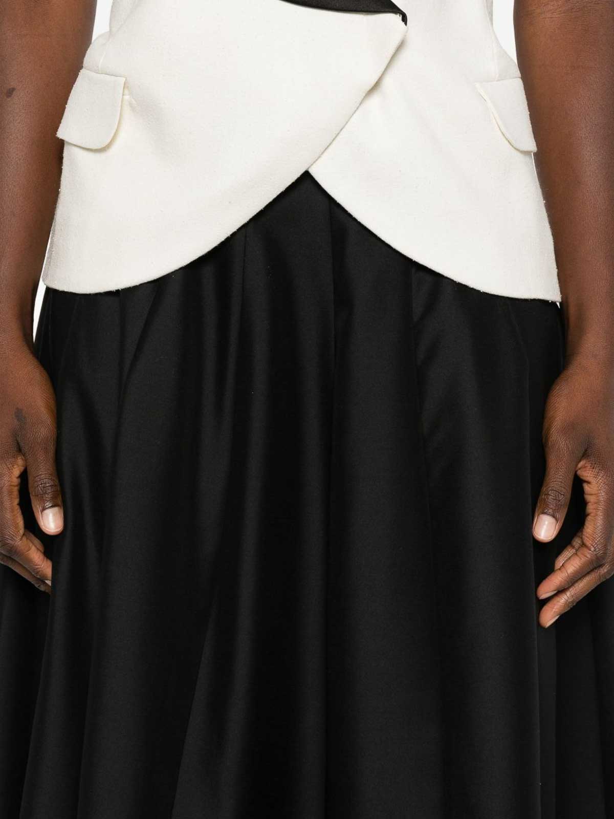 Alberta Ferretti Flared Black Midi Skirt In Virgin Wool In Black