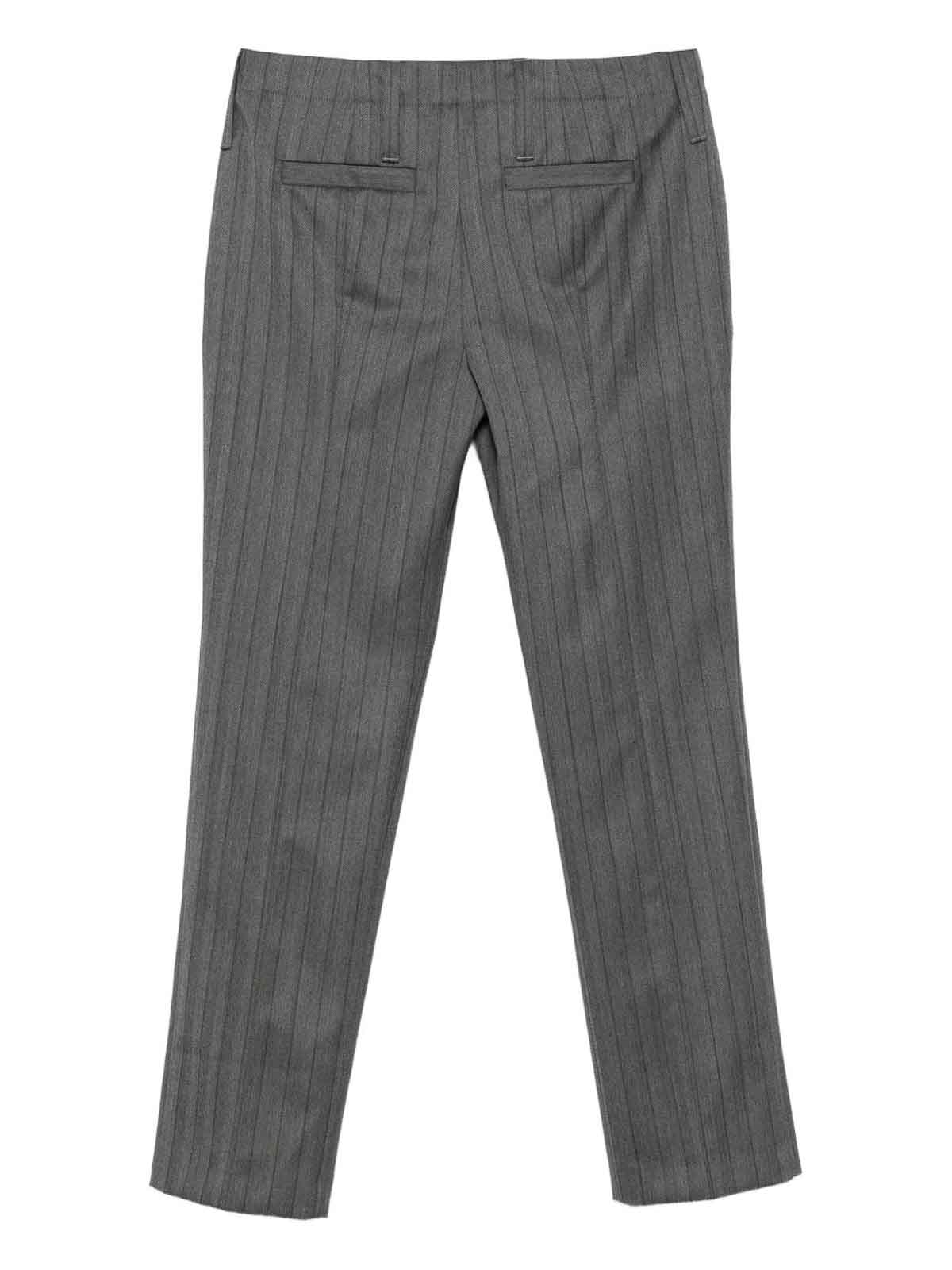 Alexander Mcqueen Pinstripe Wool Trousers In Gray