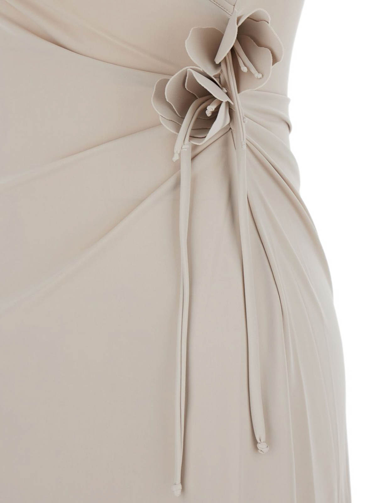 Coperni Asymmetric Flower Gown In Gray