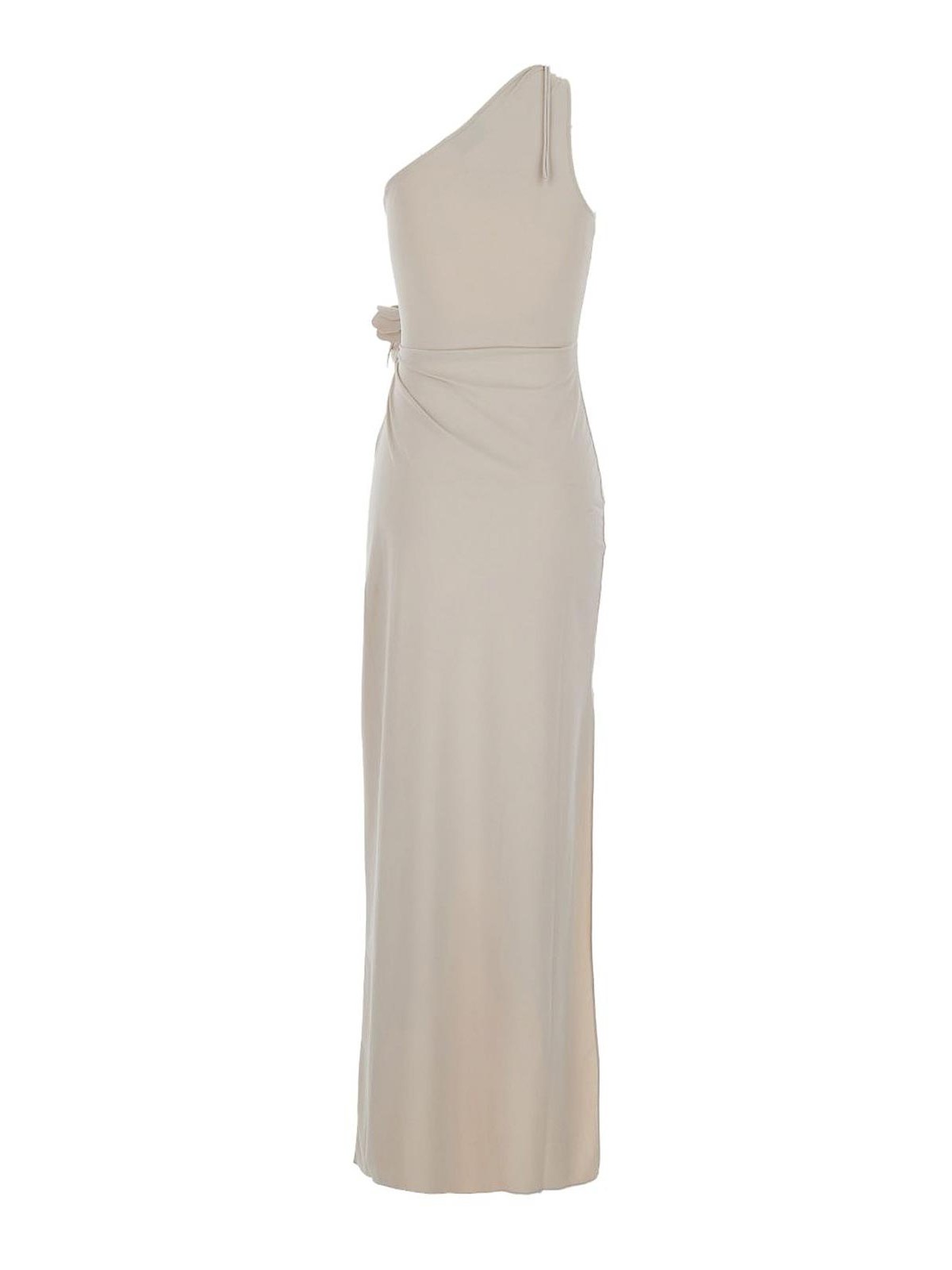Coperni Asymmetric Flower Gown In Gray