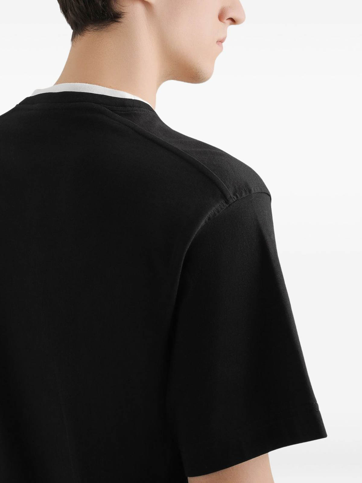 Dolce & Gabbana Logo-embroidered Layering Cotton T-shirt In Black