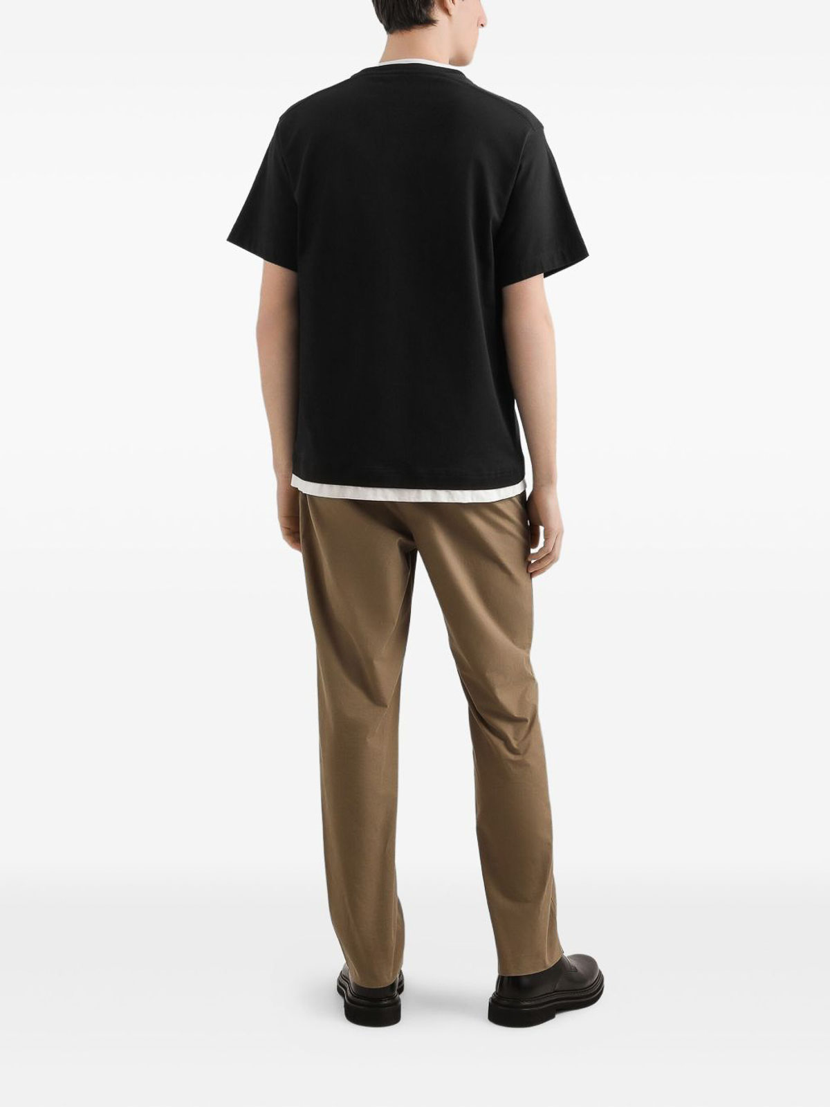 Dolce & Gabbana Logo-embroidered Layering Cotton T-shirt In Black