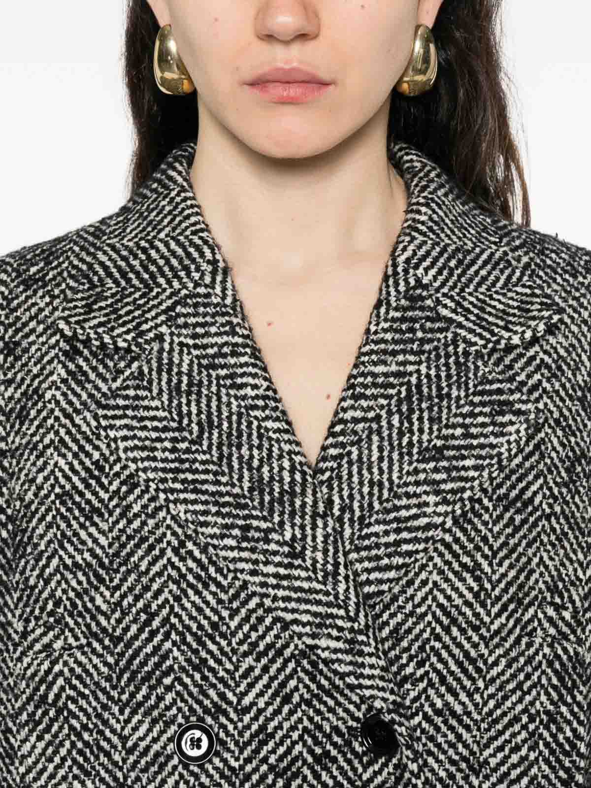 Dolce & Gabbana Herringbone Double-breasted Coat In Gray