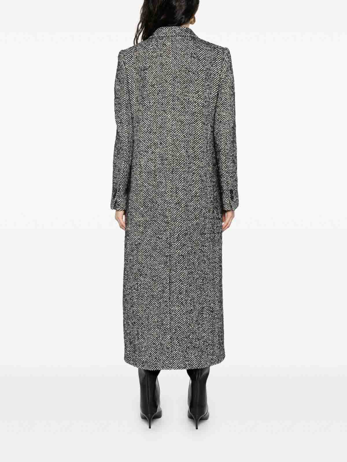 Dolce & Gabbana Herringbone Double-breasted Coat In Gray