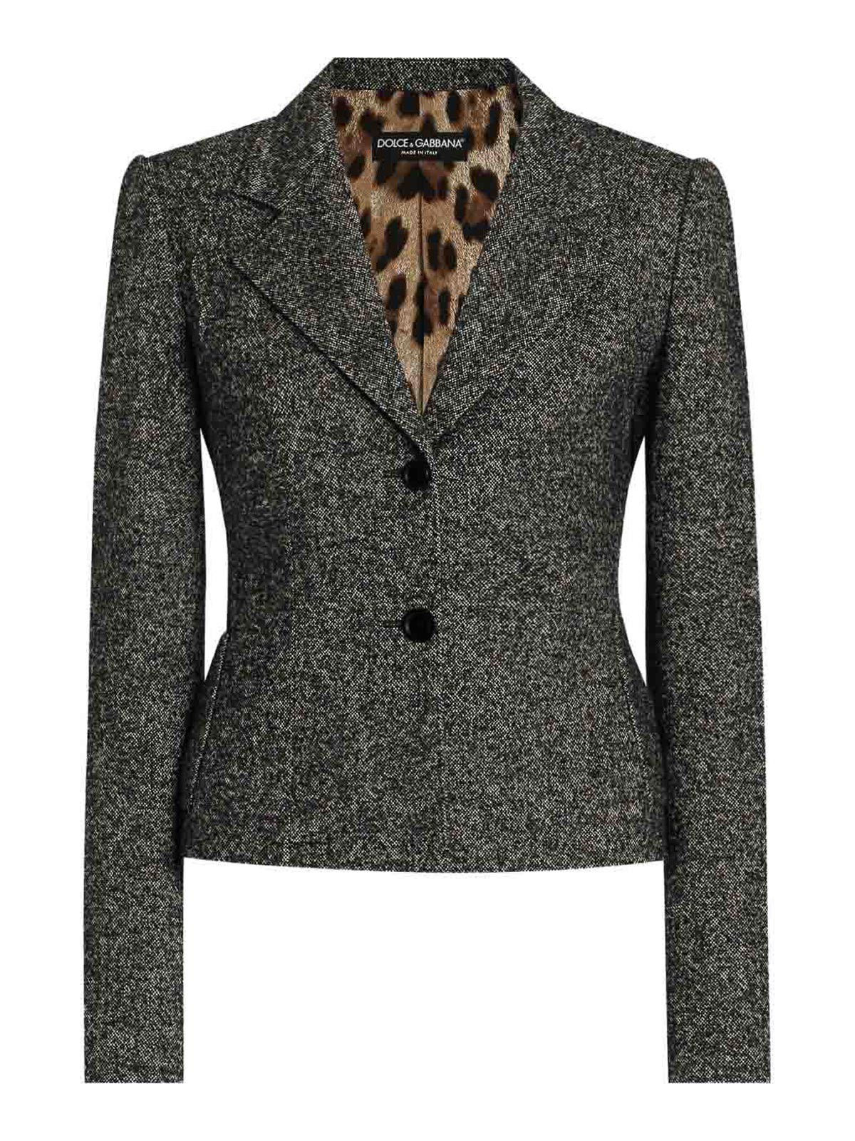 Dolce & Gabbana Women Wool Single-breasted Jacket In Gray