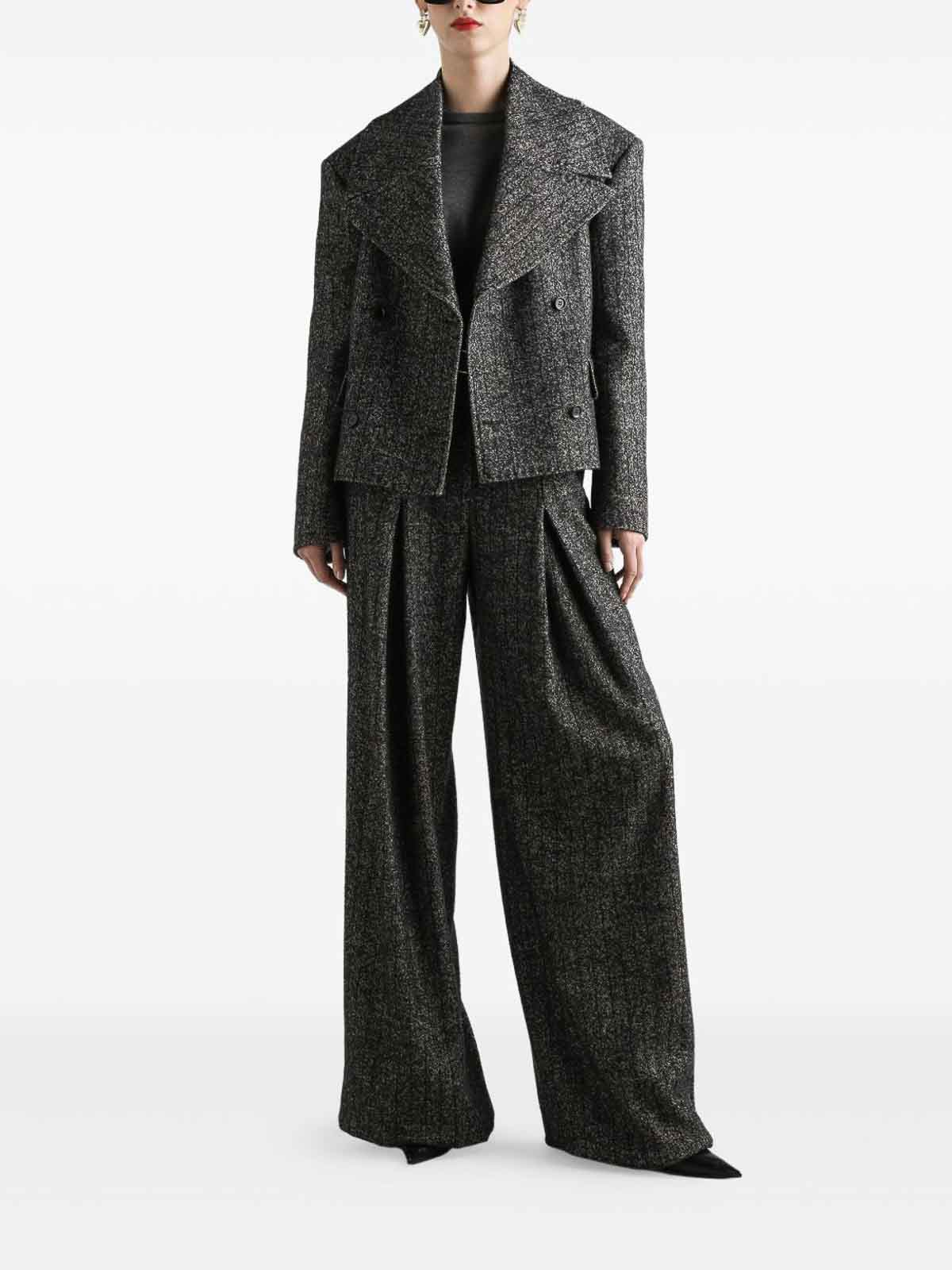 Dolce & Gabbana Double-breasted Pinstriped Jacket In Gray