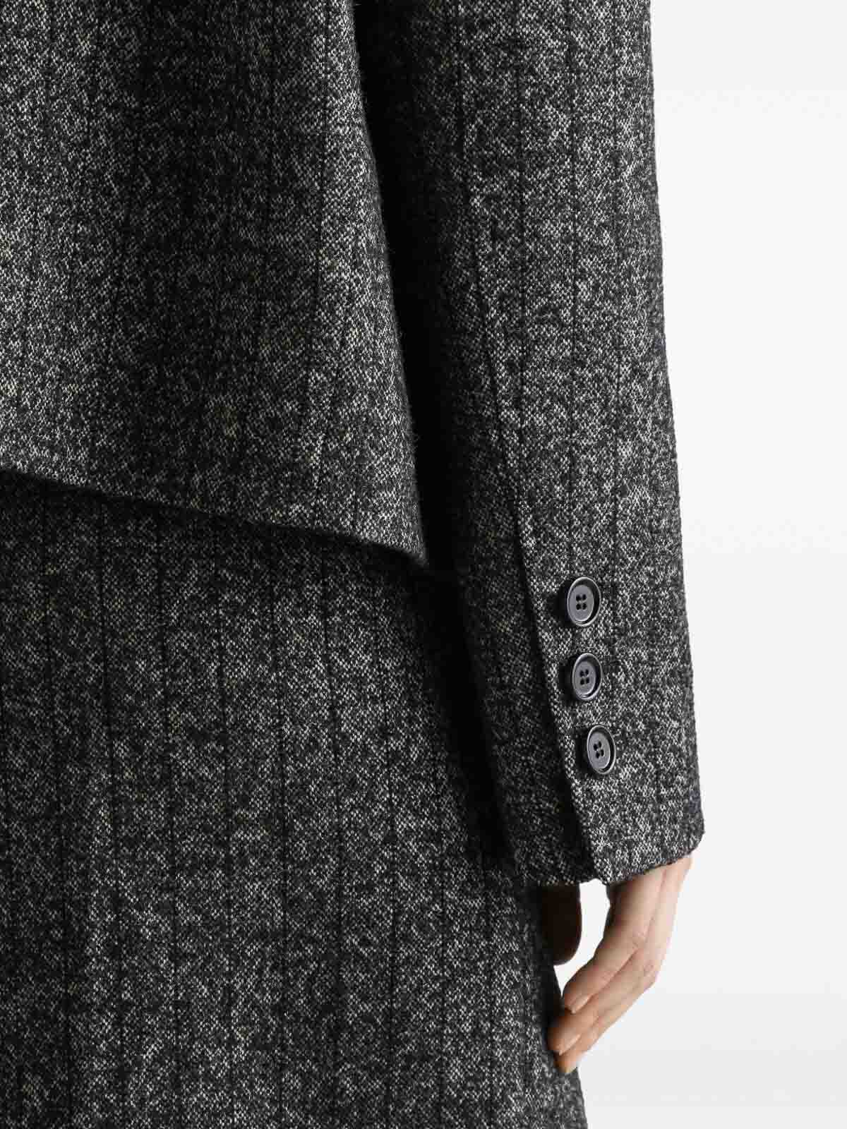 Dolce & Gabbana Double-breasted Pinstriped Jacket In Gray