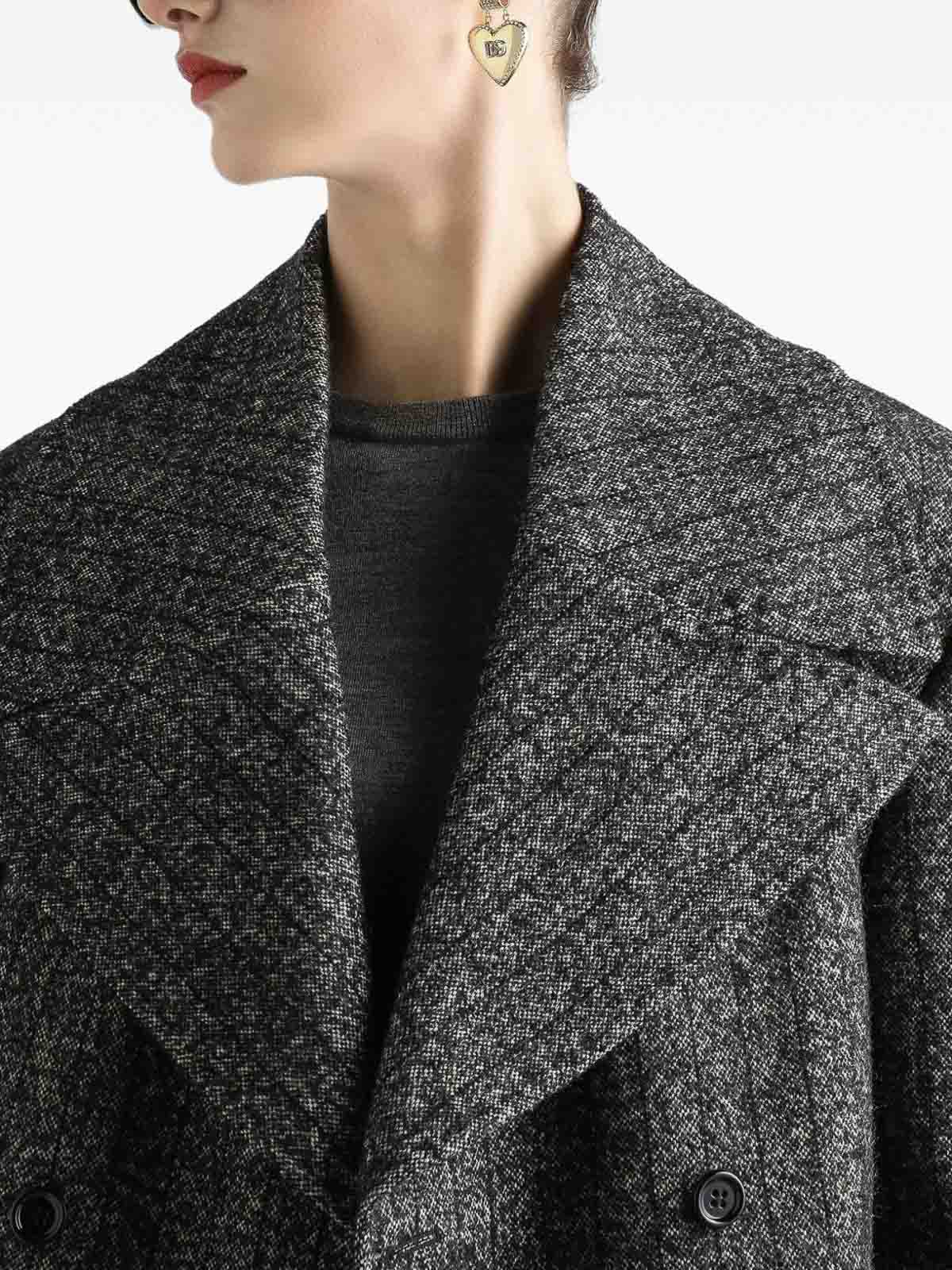 Dolce & Gabbana Double-breasted Pinstriped Jacket In Gray