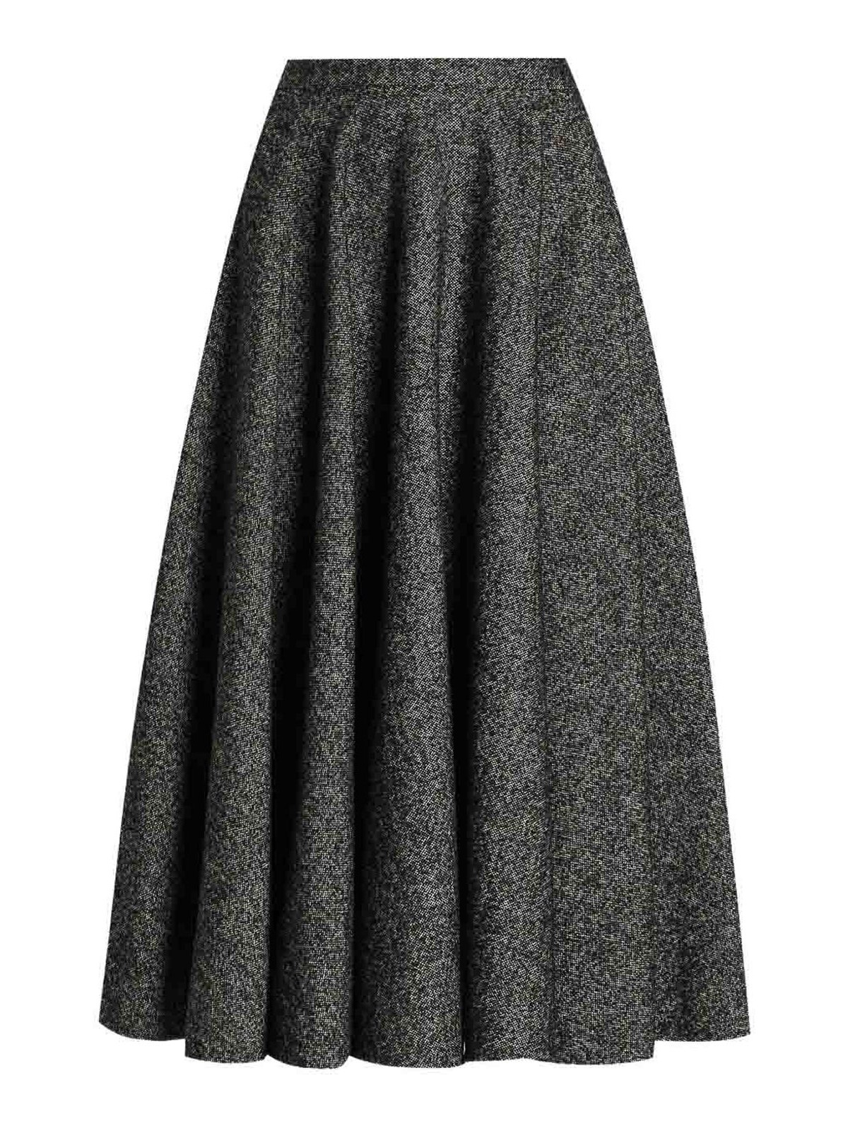 Dolce & Gabbana Midi Circle Skirt In A Dotted Wool Blend In Gray