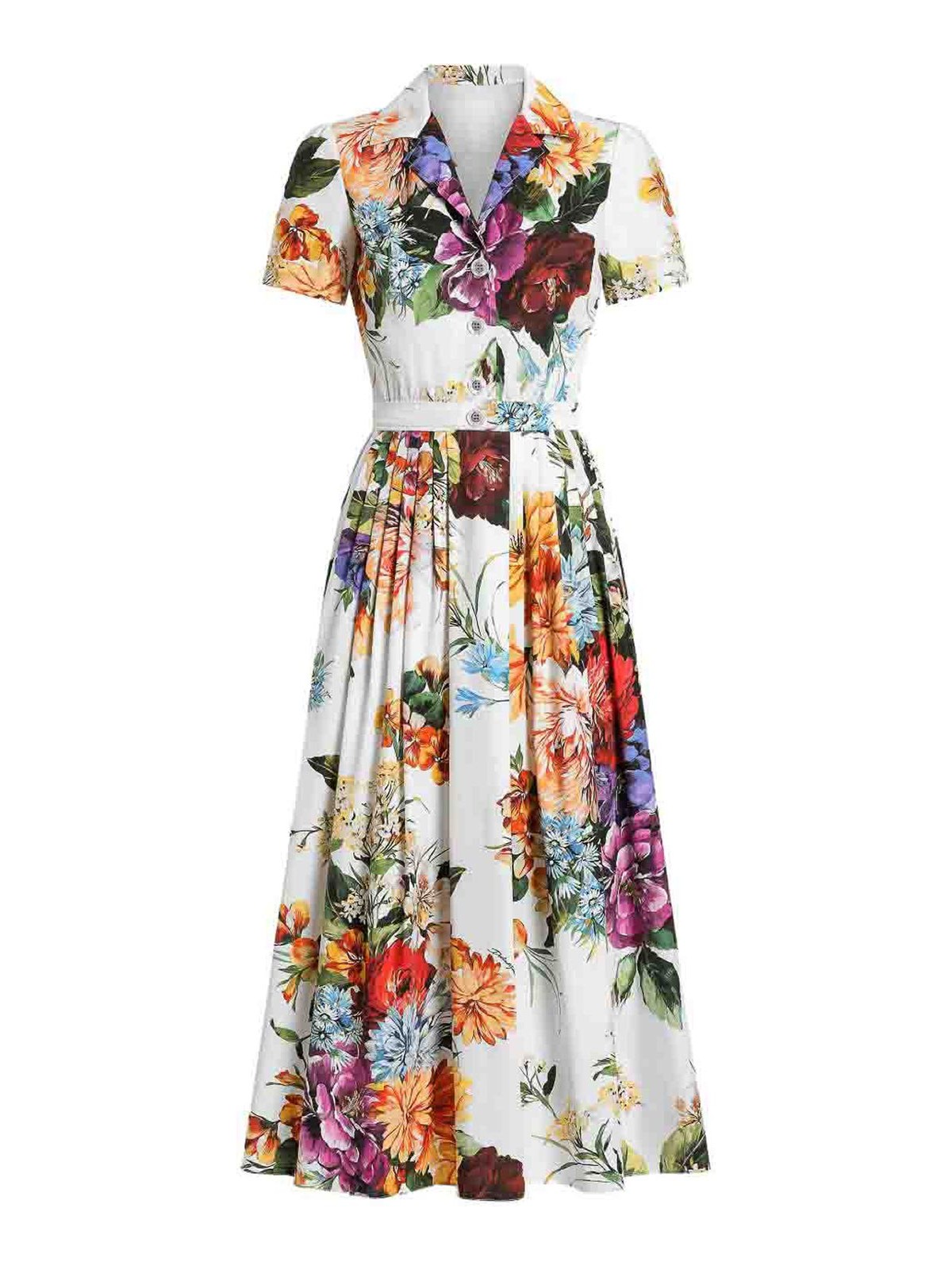 Dolce & Gabbana Midi Dress With A Floral Bouquet Print In Multi