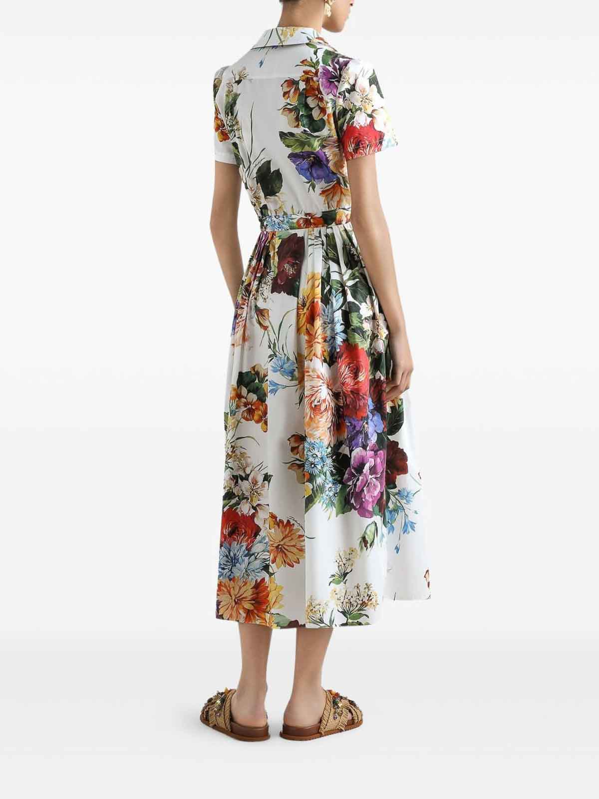 Dolce & Gabbana Midi Dress With A Floral Bouquet Print In Multi
