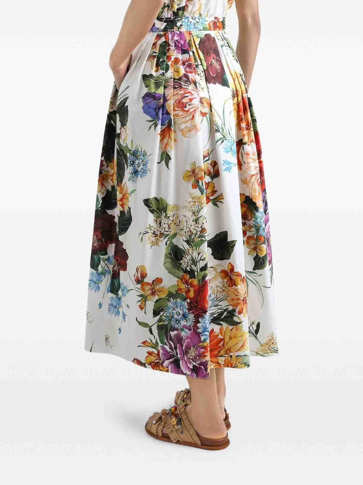 Dolce & Gabbana Midi Dress With A Floral Bouquet Print In Multi