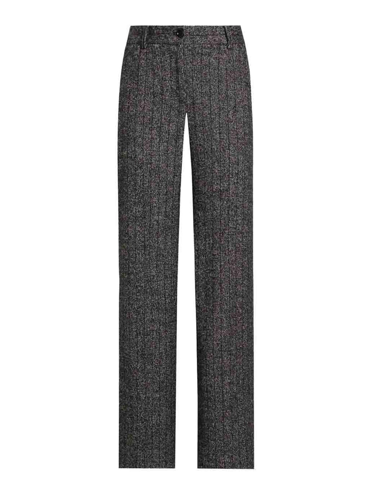 Dolce & Gabbana Wide-leg Pinstriped Trousers In Gray