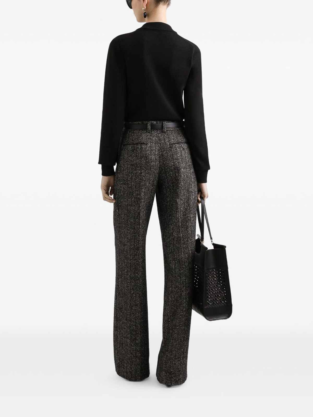 Dolce & Gabbana Wide-leg Pinstriped Trousers In Gray