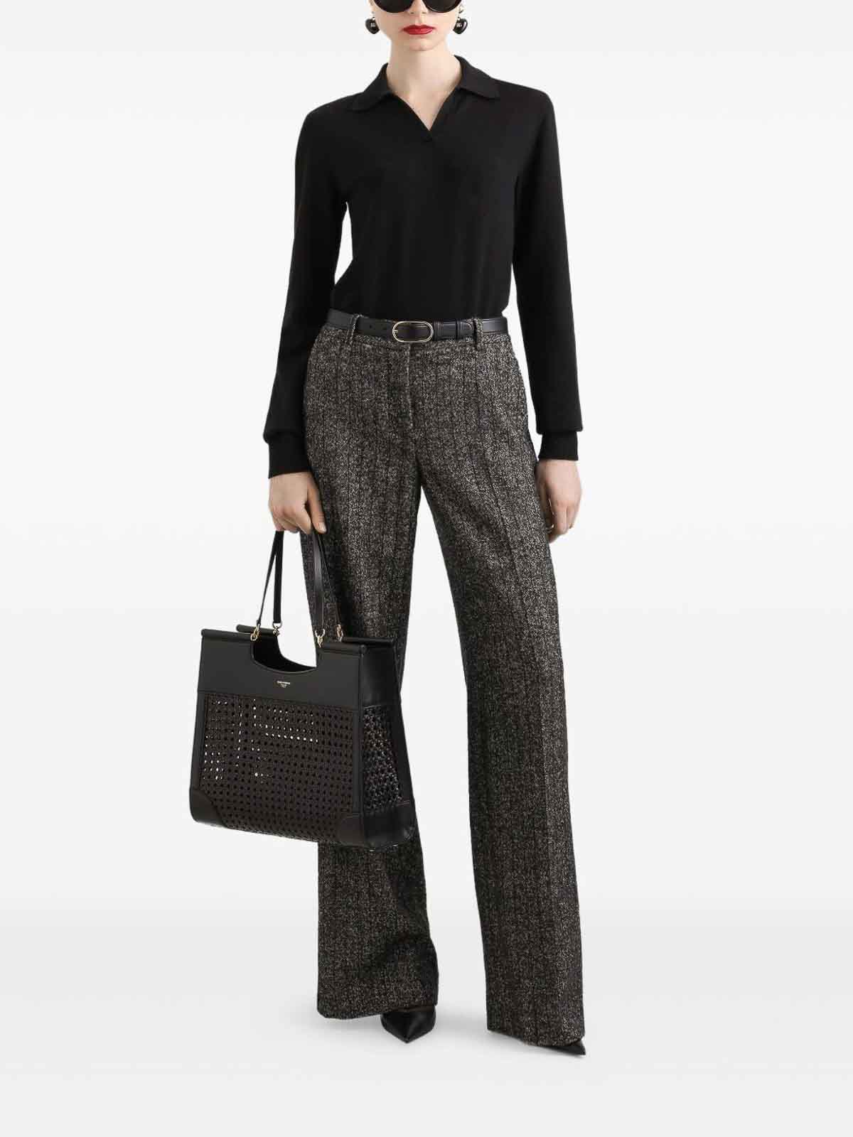 Dolce & Gabbana Wide-leg Pinstriped Trousers In Gray