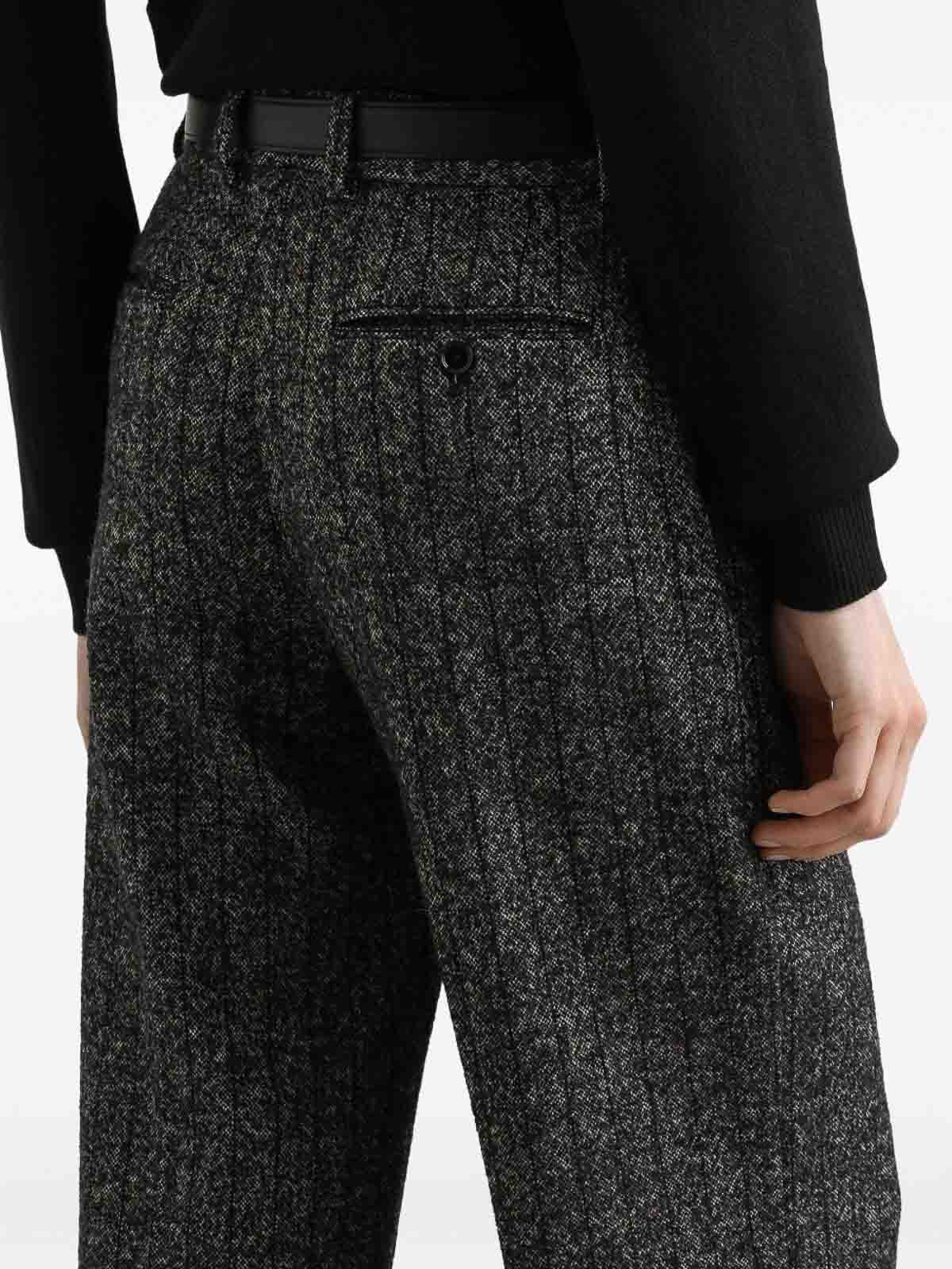 Dolce & Gabbana Wide-leg Pinstriped Trousers In Gray