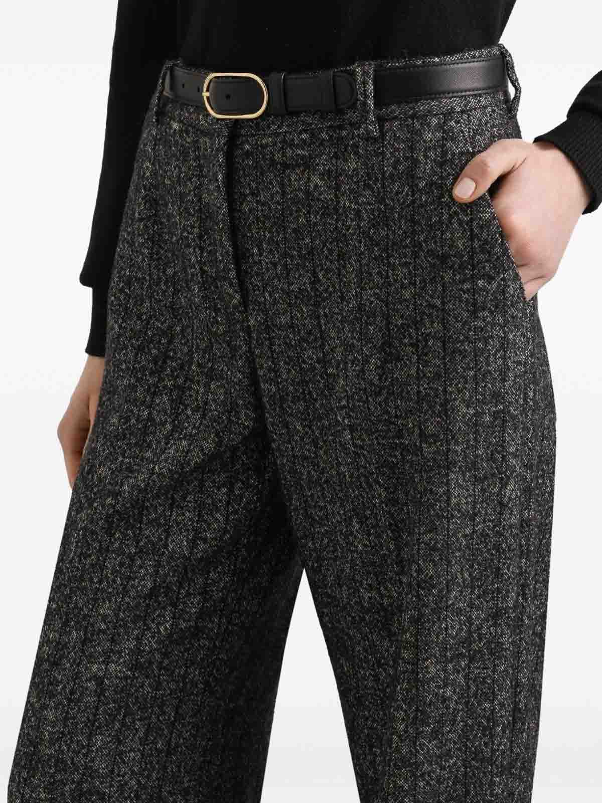 Dolce & Gabbana Wide-leg Pinstriped Trousers In Gray