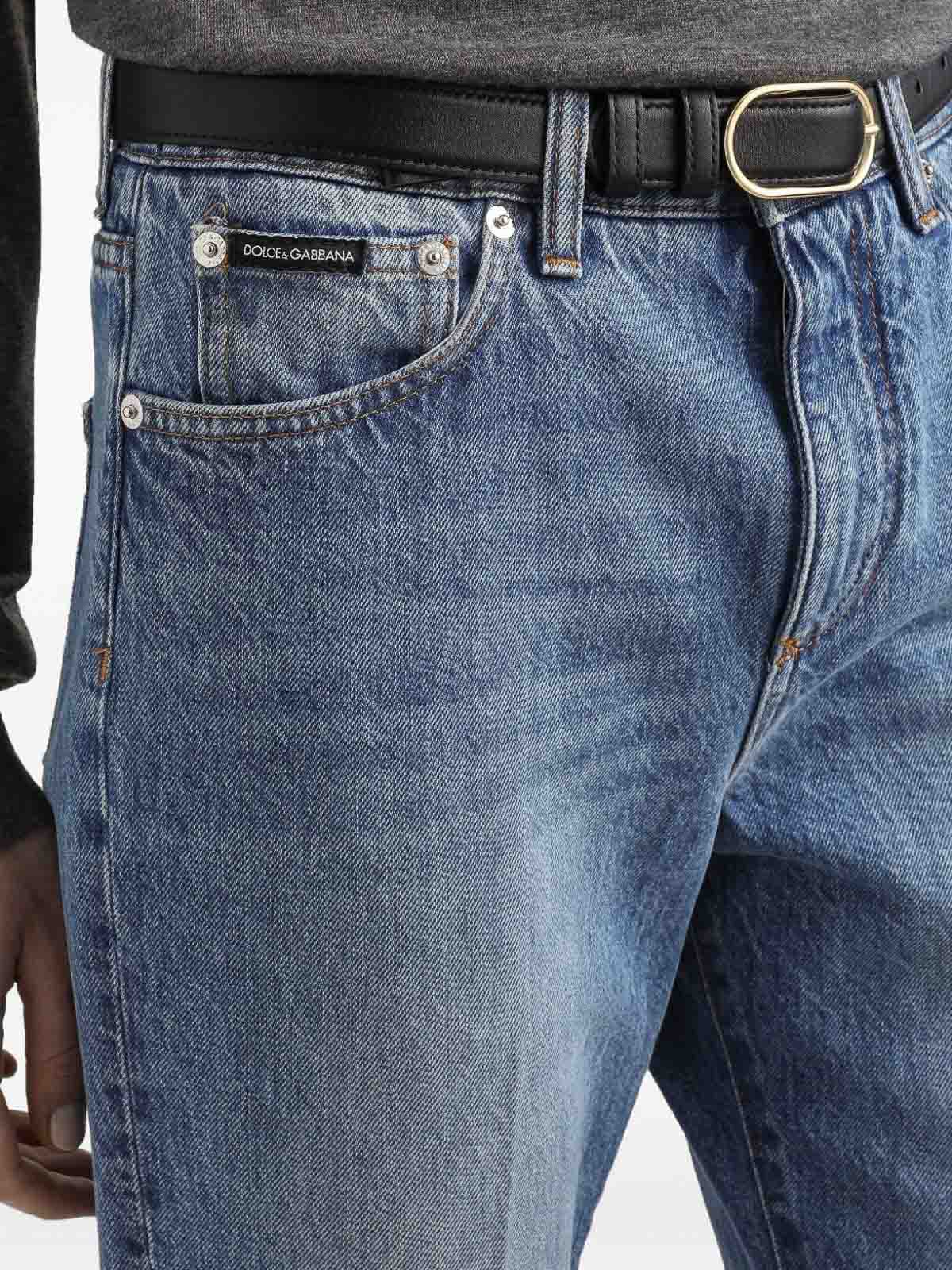 Dolce & Gabbana Blue Cotton Jeans In Blue