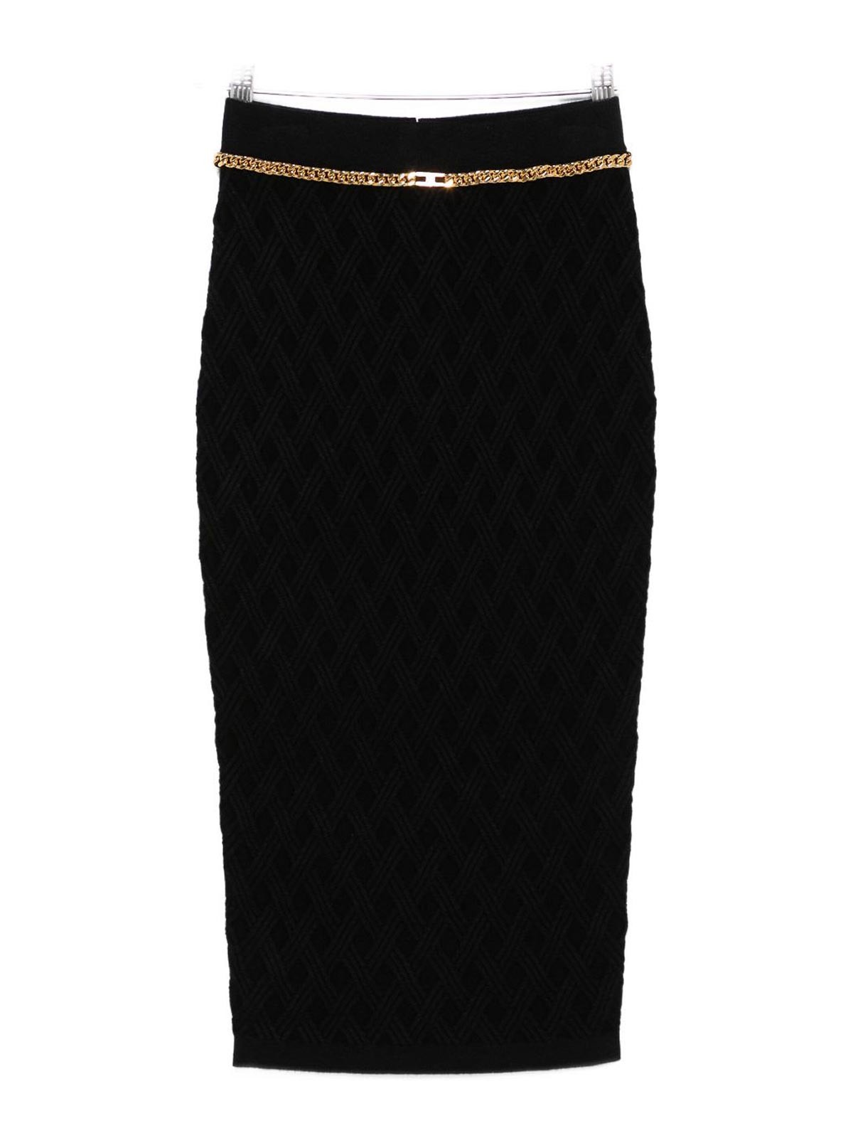 Elisabetta Franchi Chain Embellished Geometric Mid Length Skirt In Black