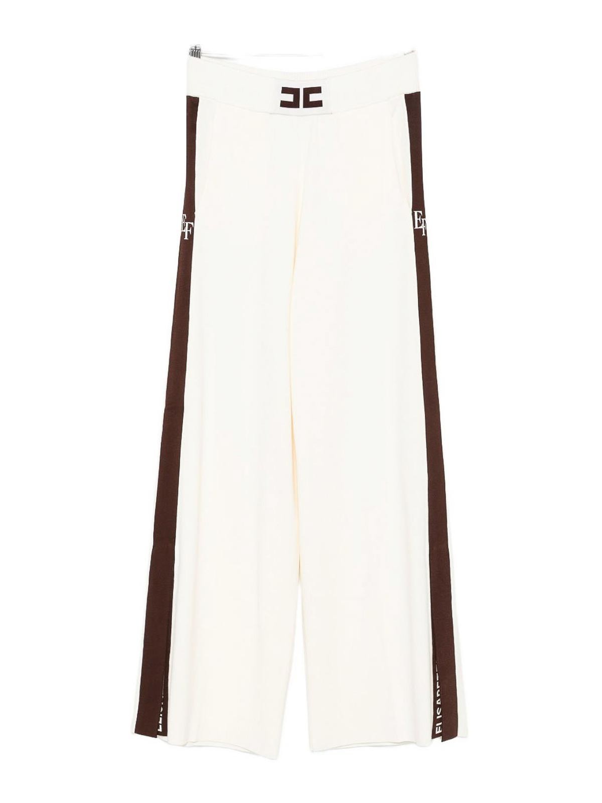 Elisabetta Franchi Milk Coffee Knitted Pants In Multi