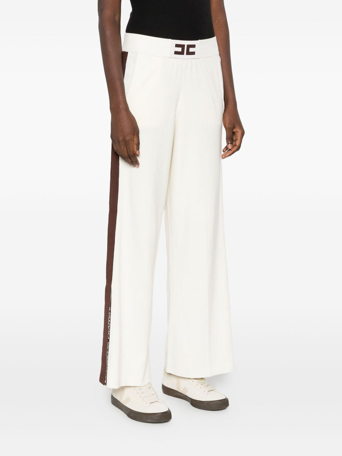 Elisabetta Franchi Milk Coffee Knitted Pants In Multi