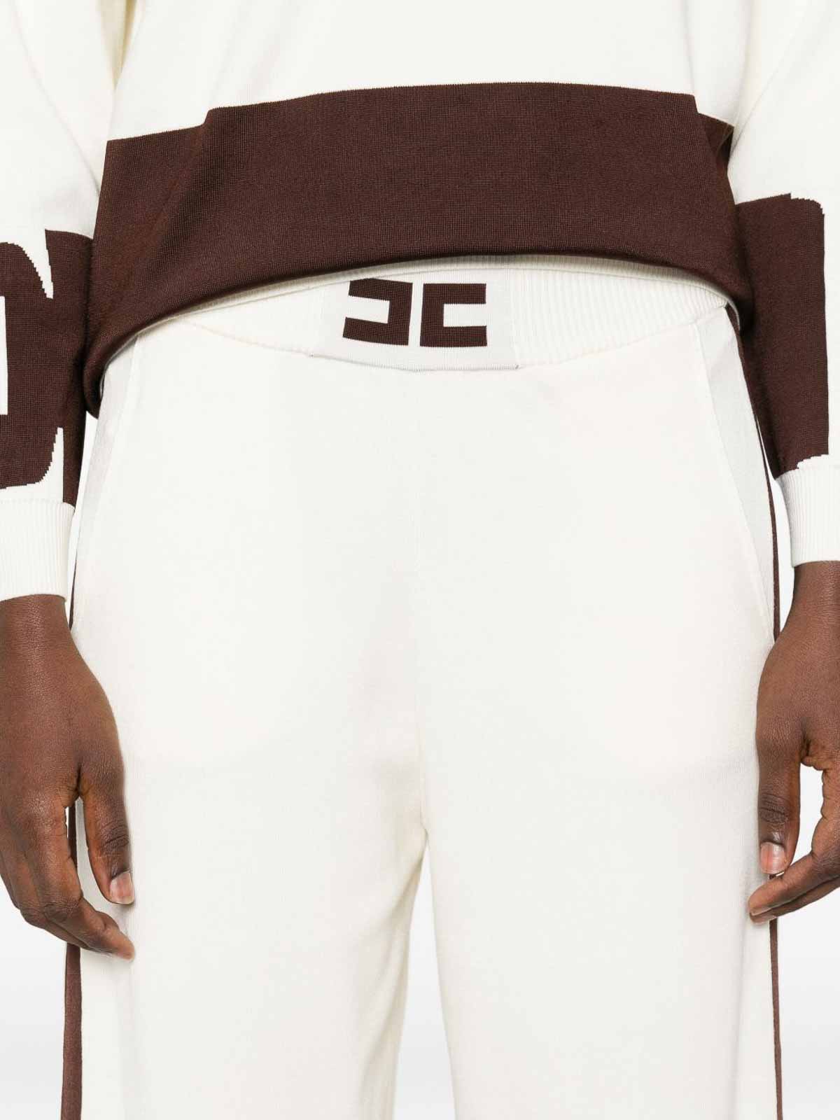 Elisabetta Franchi Milk Coffee Knitted Pants In Multi