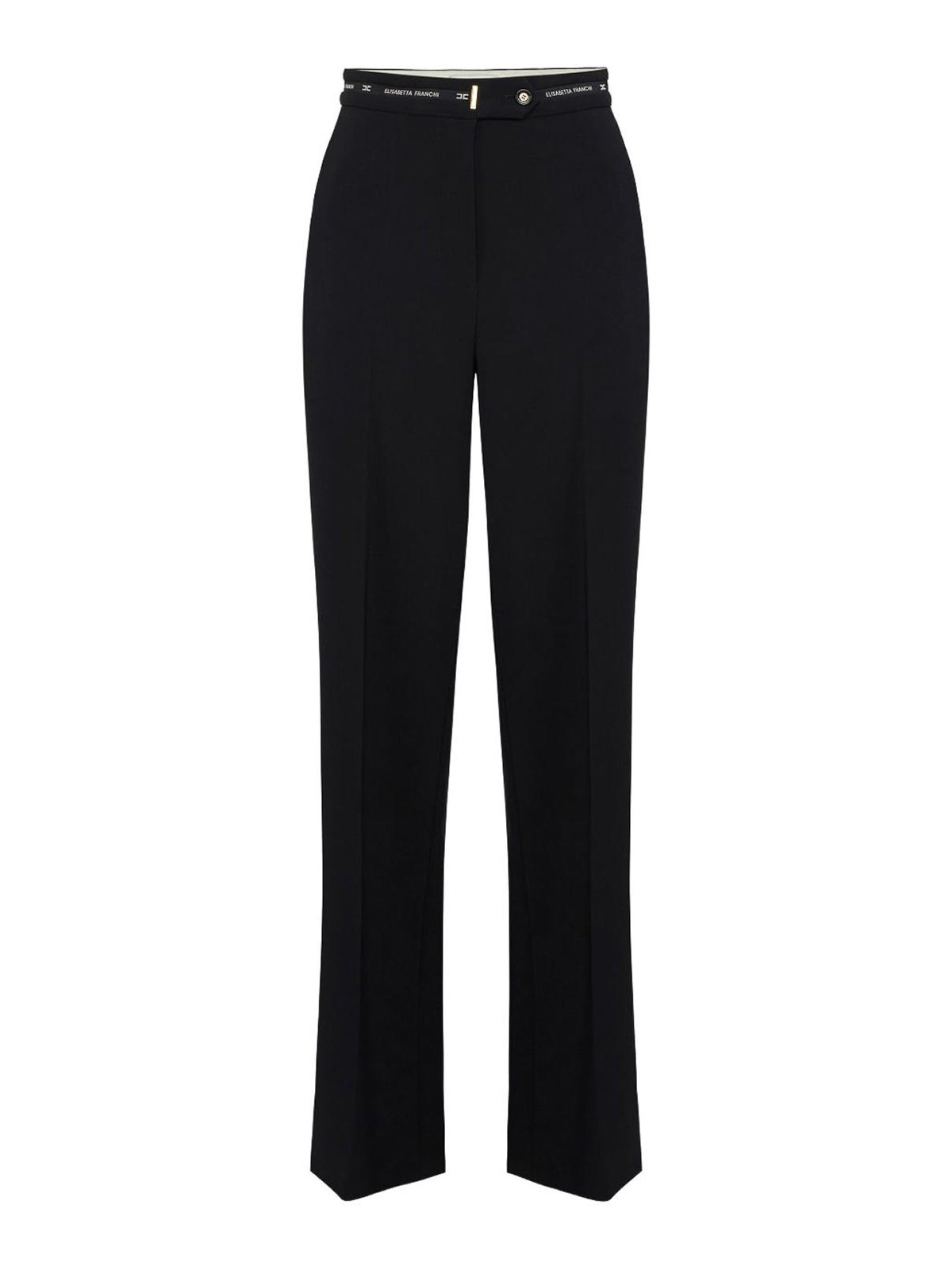 Elisabetta Franchi Trousers Straight Leg Pockets Belt Loops In Black