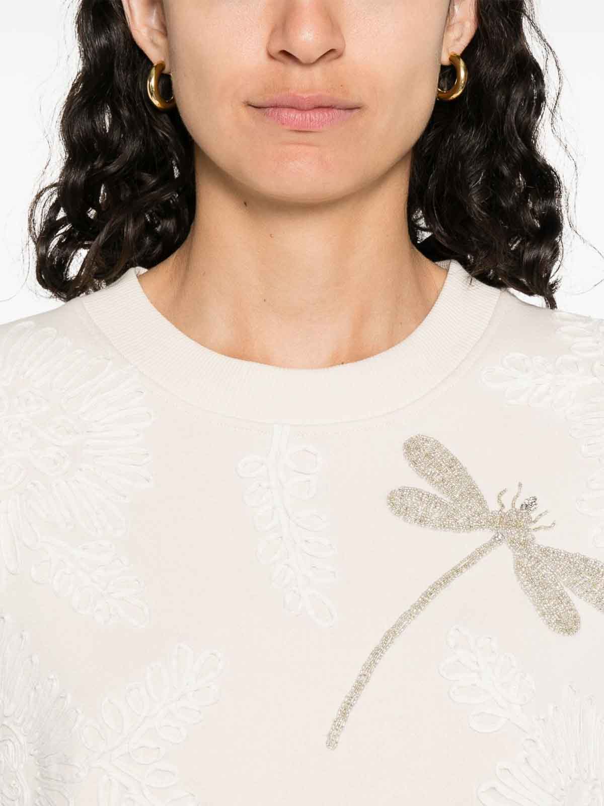 Forte Forte Off White Round Neck Embroidery Sweatshirt In Multi