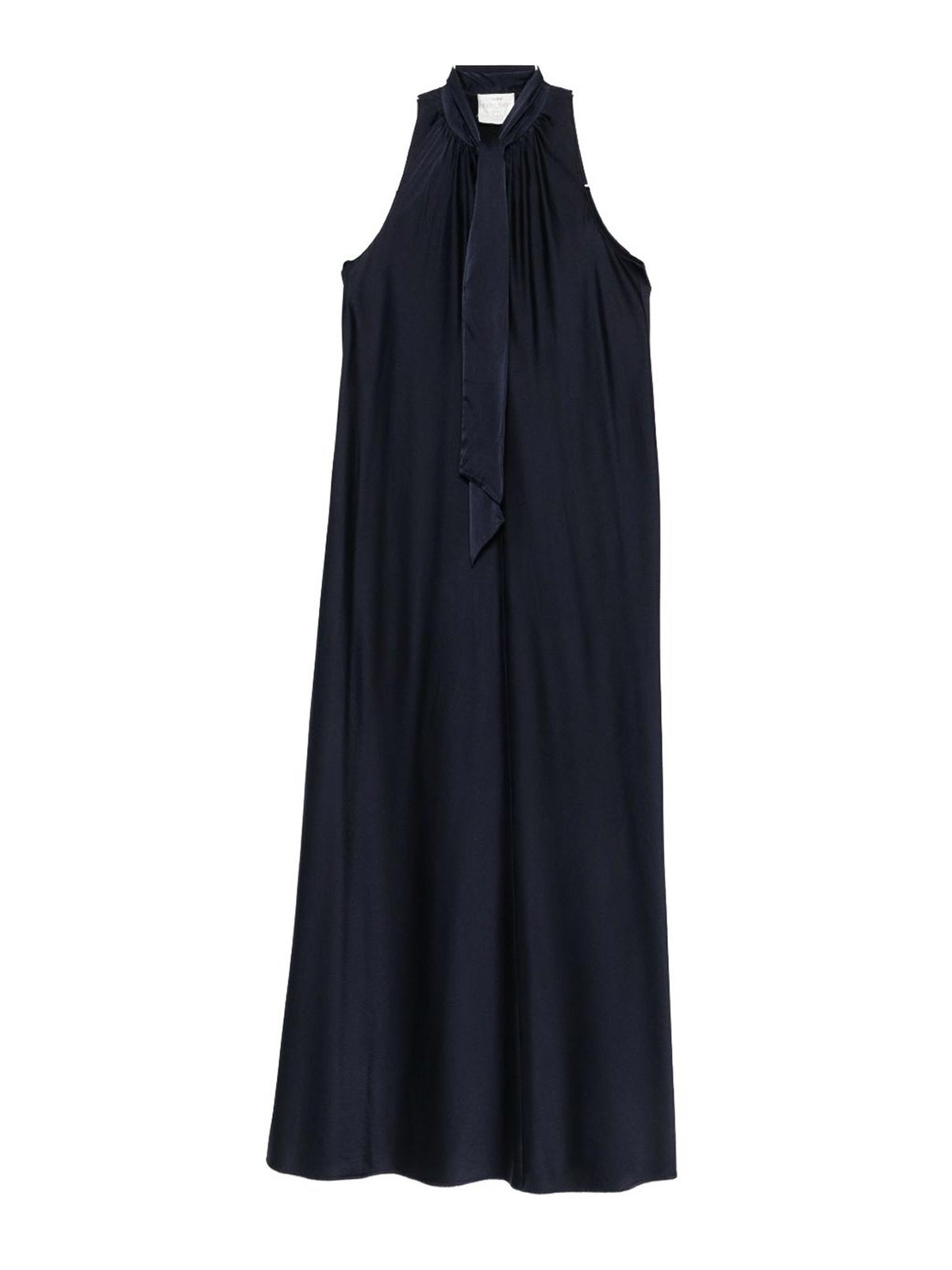 Forte Forte Maxi Blue Dress With Tied Bow Detail In Blue