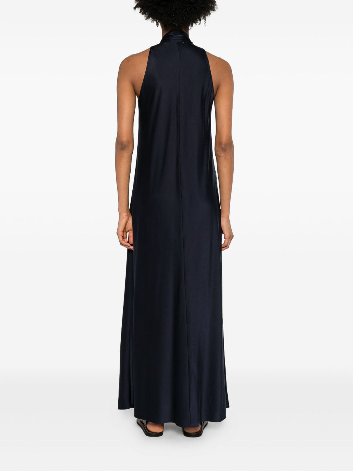 Forte Forte Maxi Blue Dress With Tied Bow Detail In Blue