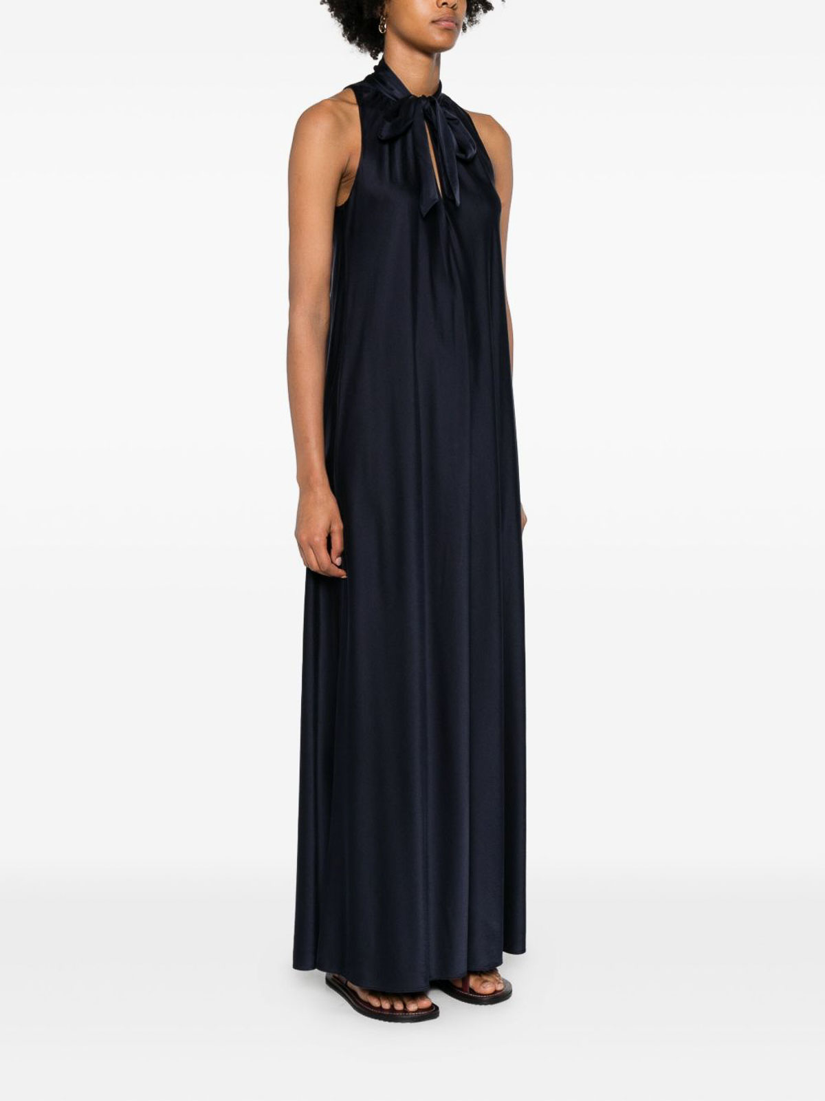 Forte Forte Maxi Blue Dress With Tied Bow Detail In Blue