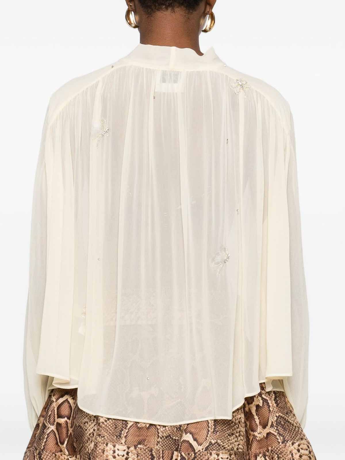 Forte Forte Lightweight Semi-sheer Beige Blouse With Bow Detail In Neutral