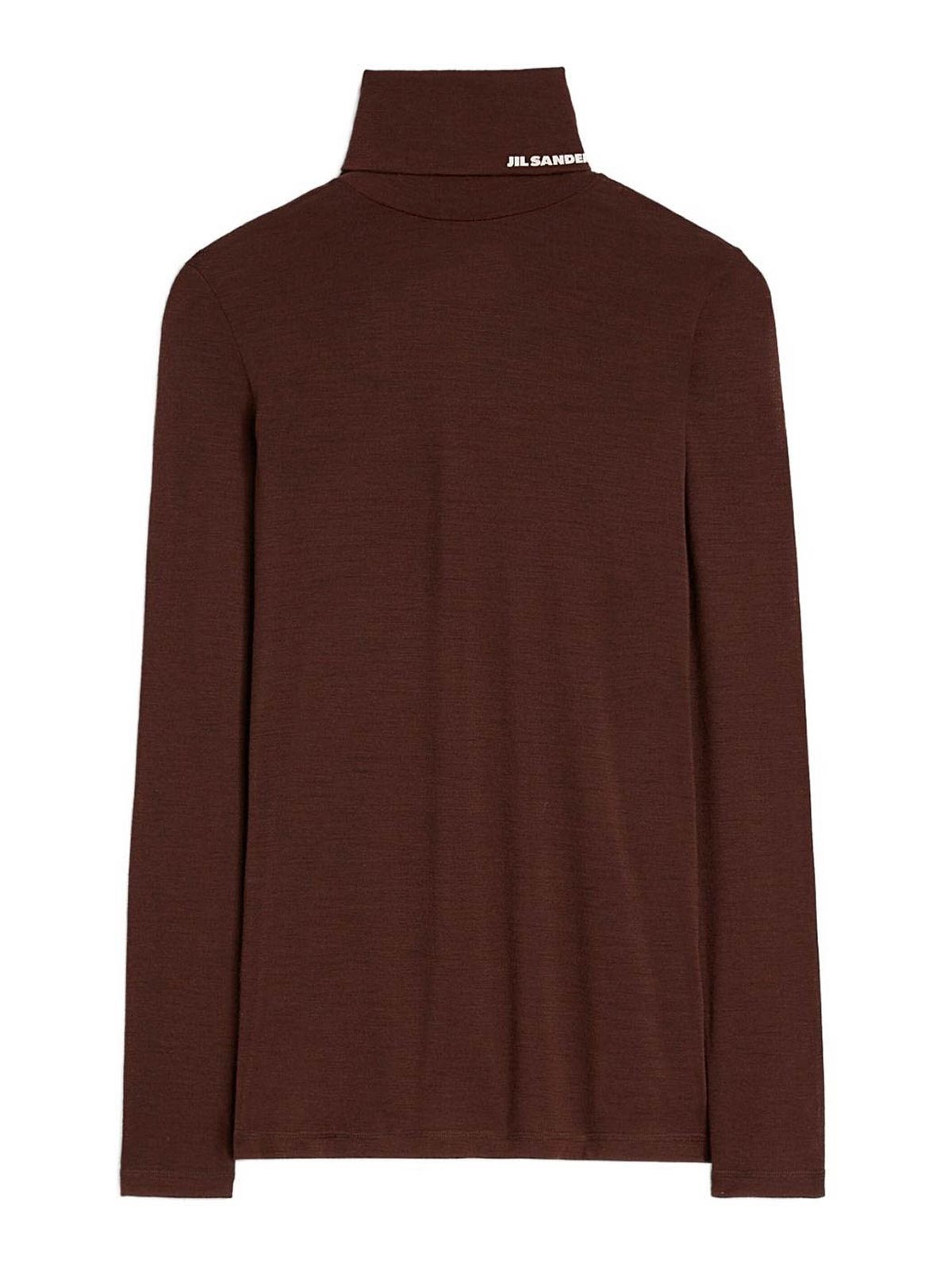 Jil Sander Brown Lightweight Wool Blend High-neck T-shirt In Brown