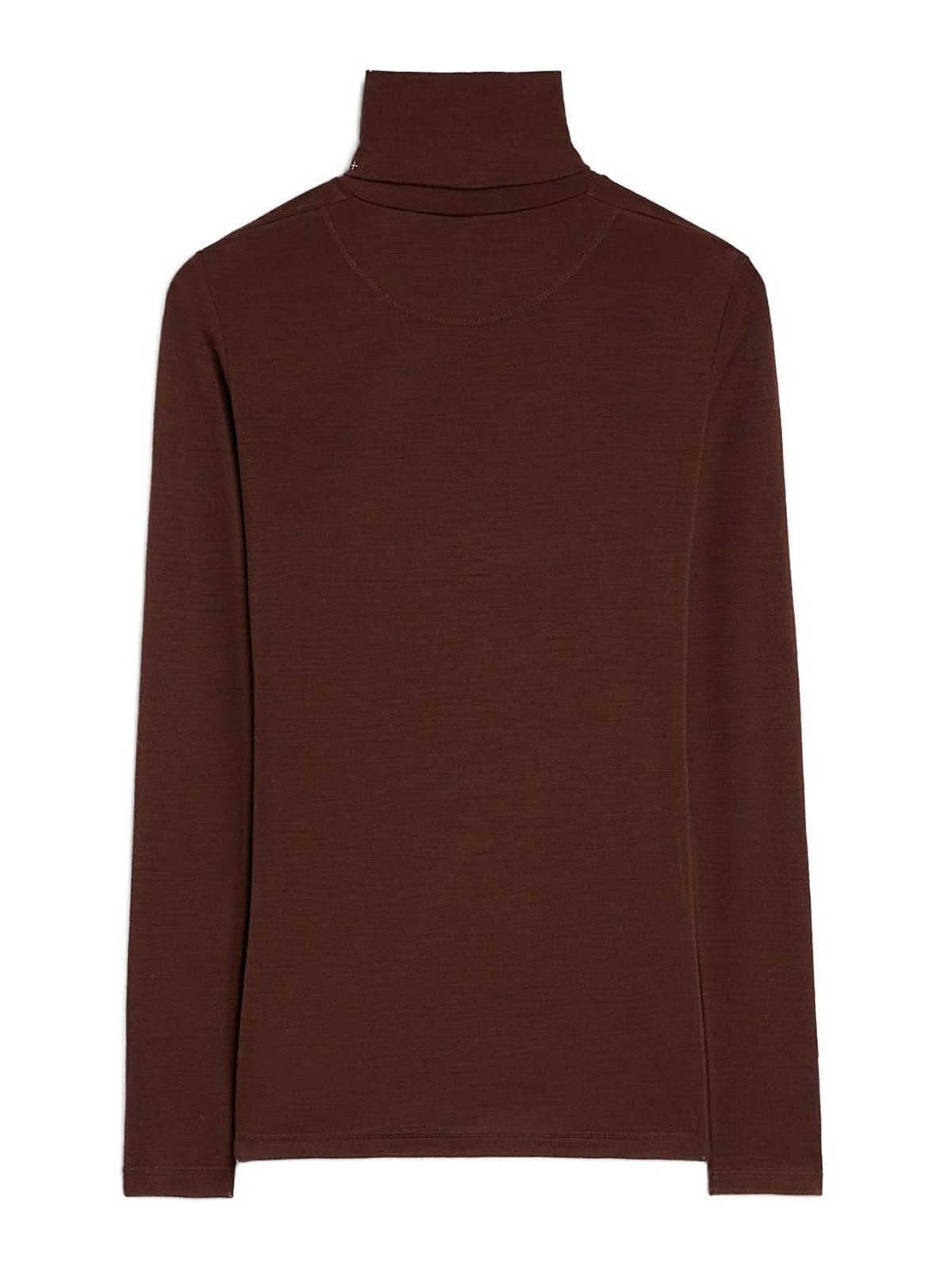 Jil Sander Brown Lightweight Wool Blend High-neck T-shirt In Brown