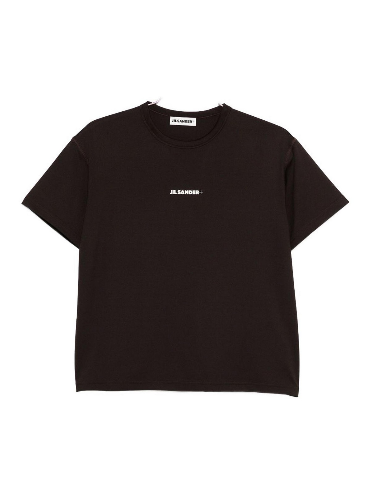 Jil Sander Boxy-fit Brown T-shirt With Centered Logo Print In Animal Print