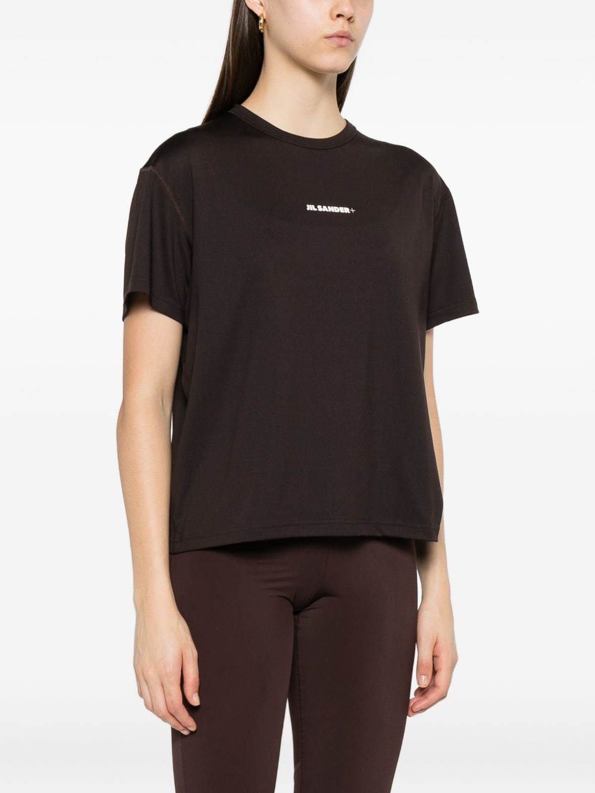 Jil Sander Boxy-fit Brown T-shirt With Centered Logo Print In Animal Print